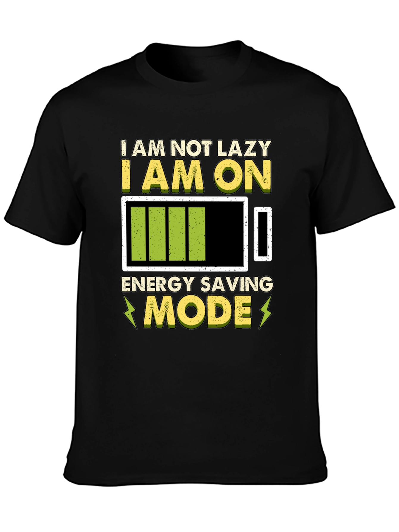 Black Energy Saving Mode Graphic Tee - Lazy Humor T-Shirt view 3