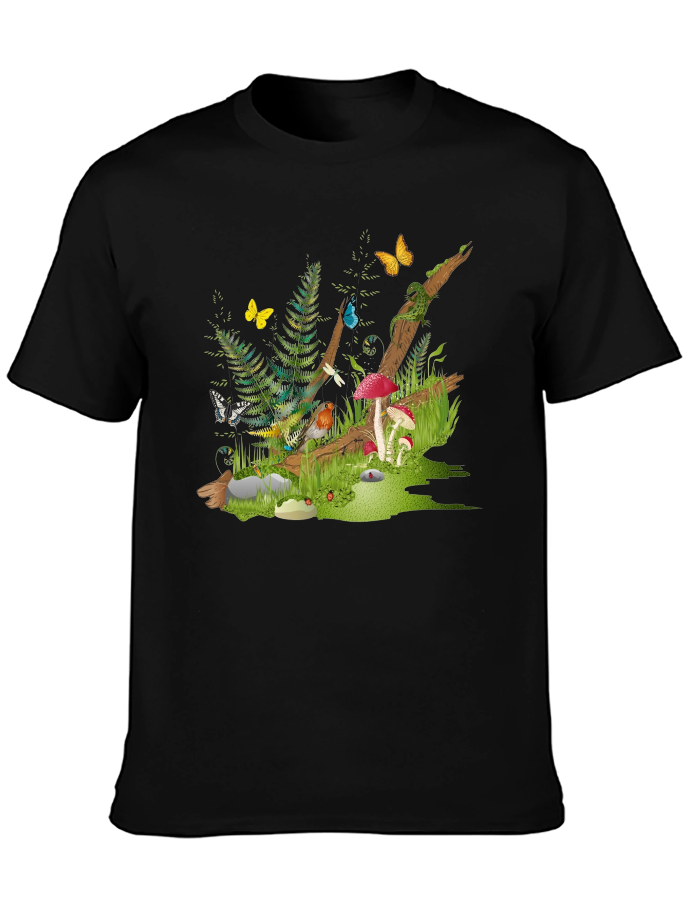 Black Enchanted Forest Tee - Nature Graphic Black T-Shirt view 3