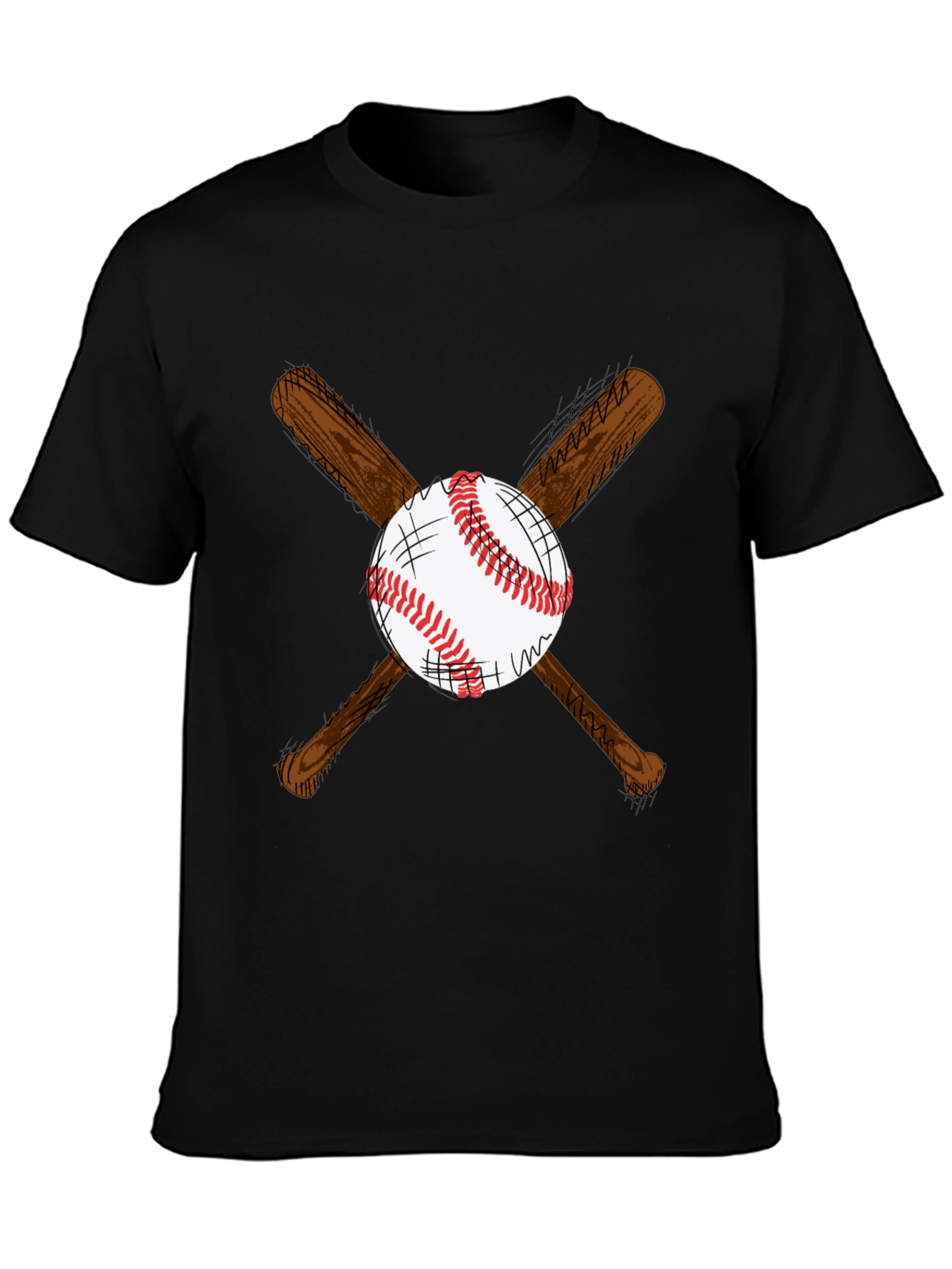 Black Baseball Bats and Ball Graphic T-Shirt view 3