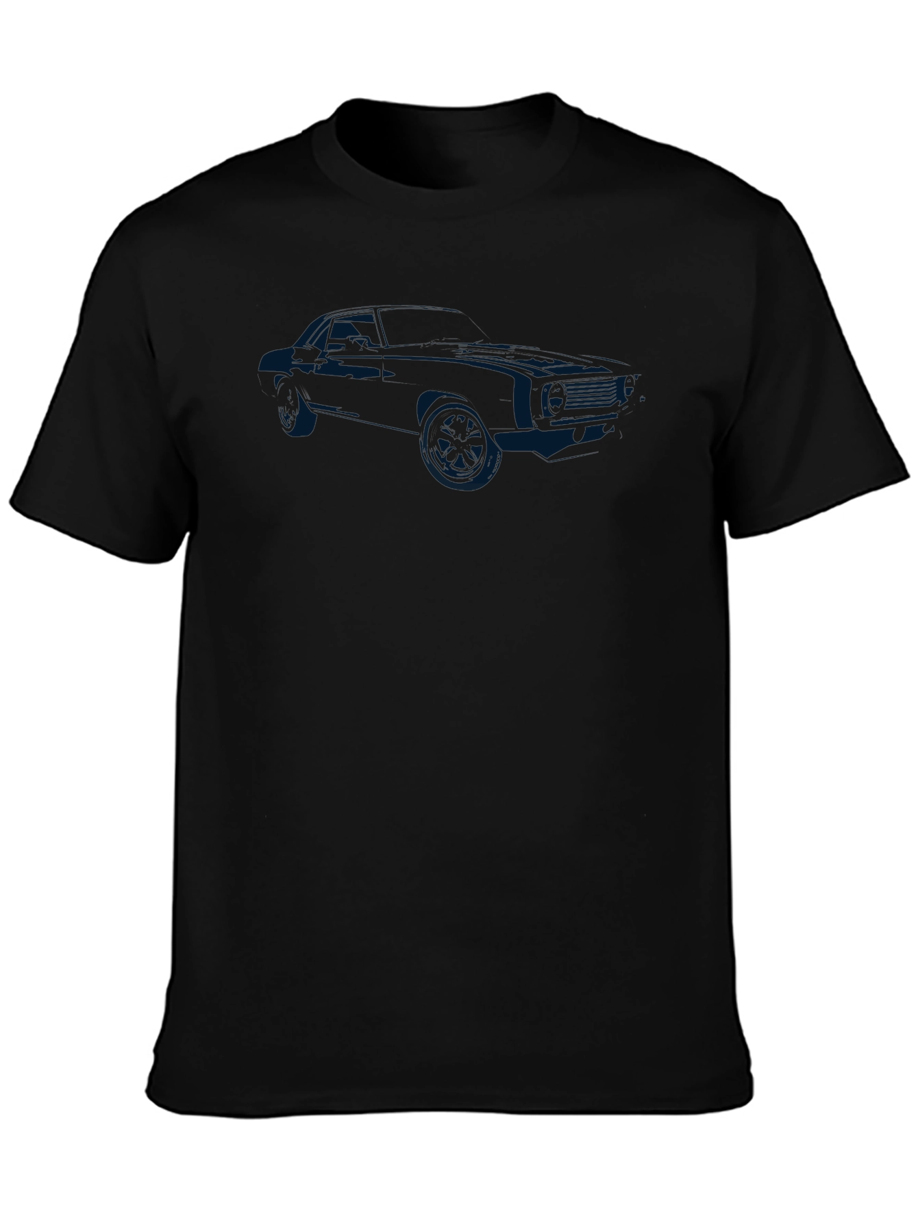 Black Men's Black T-Shirt with Car Silhouette Graphic view 3