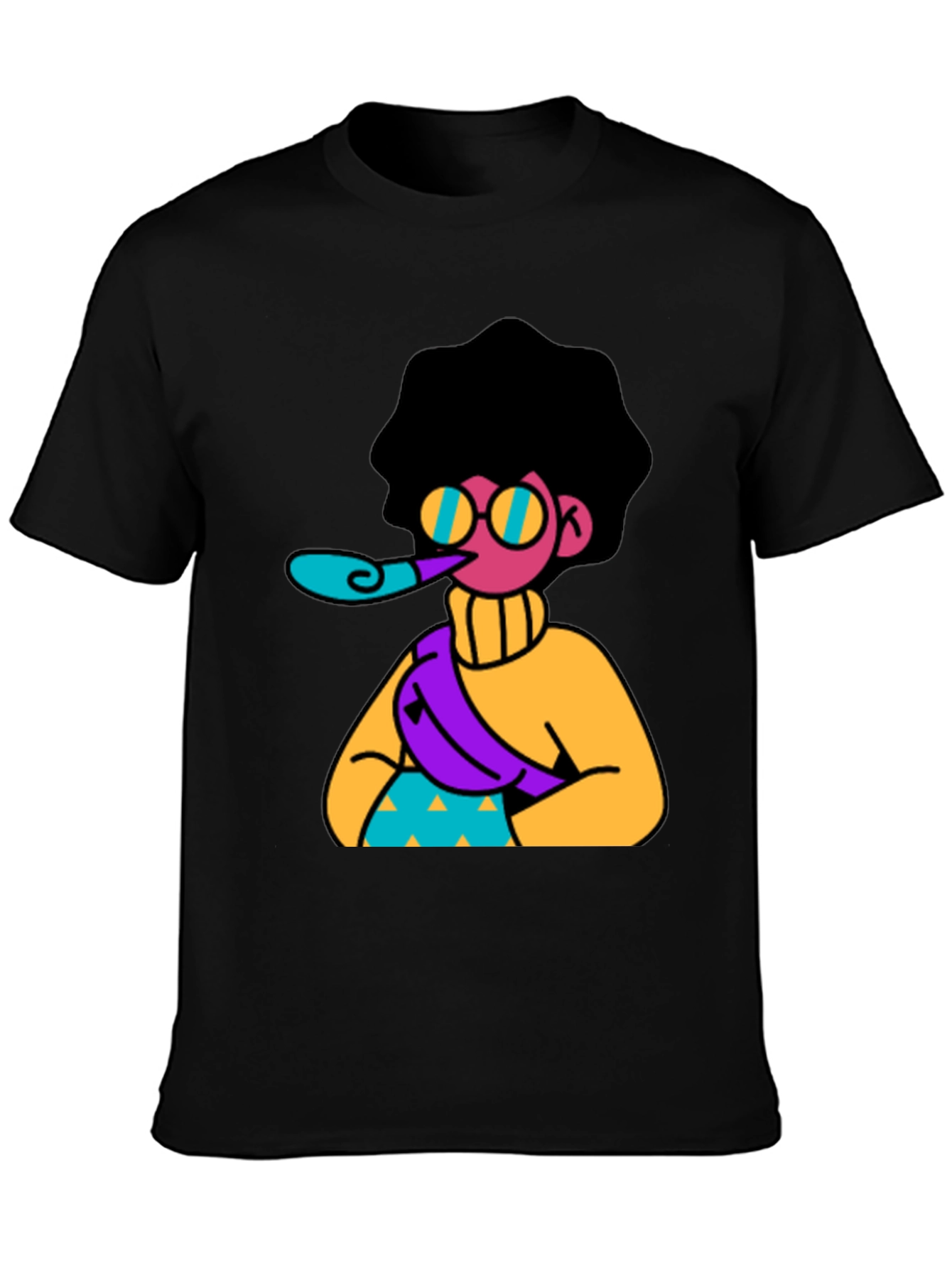 Black Fun Cartoon Graphic T-Shirt - Black view 3