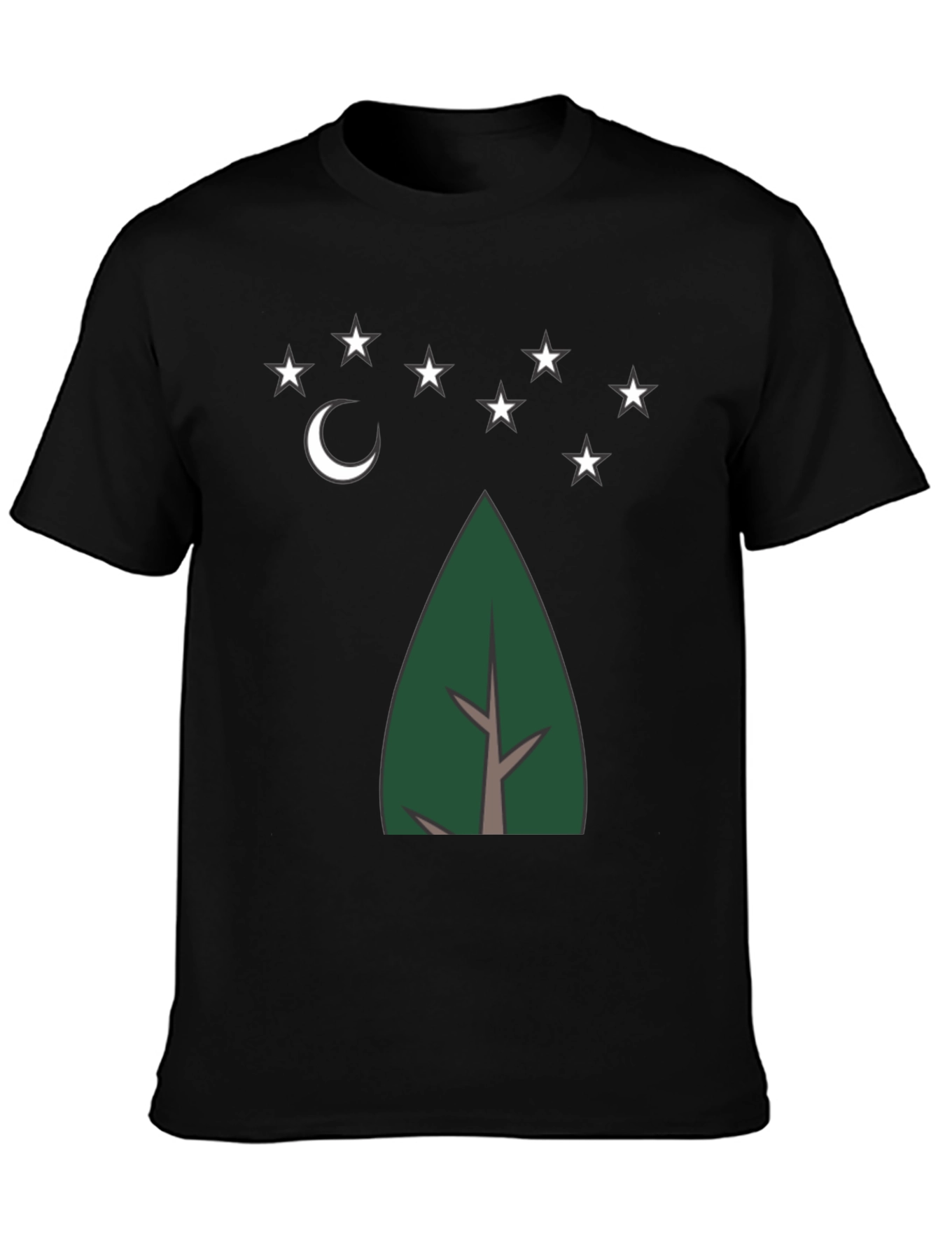 Black Nature's Night Tee - Tree, Moon, and Stars Design view 3