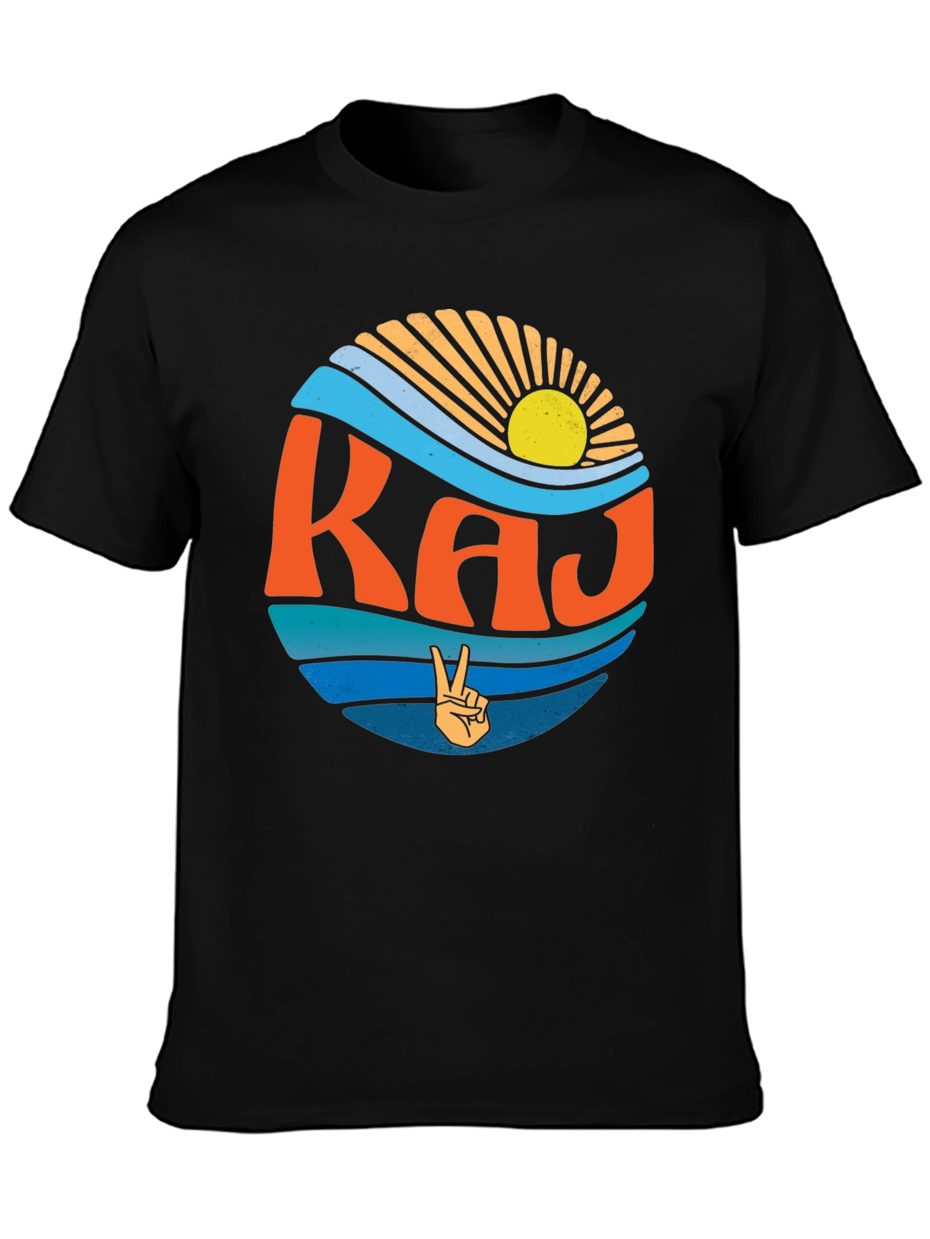 Retro 'RAJ' Graphic Tee - Vintage Style Black T-Shirt - 3