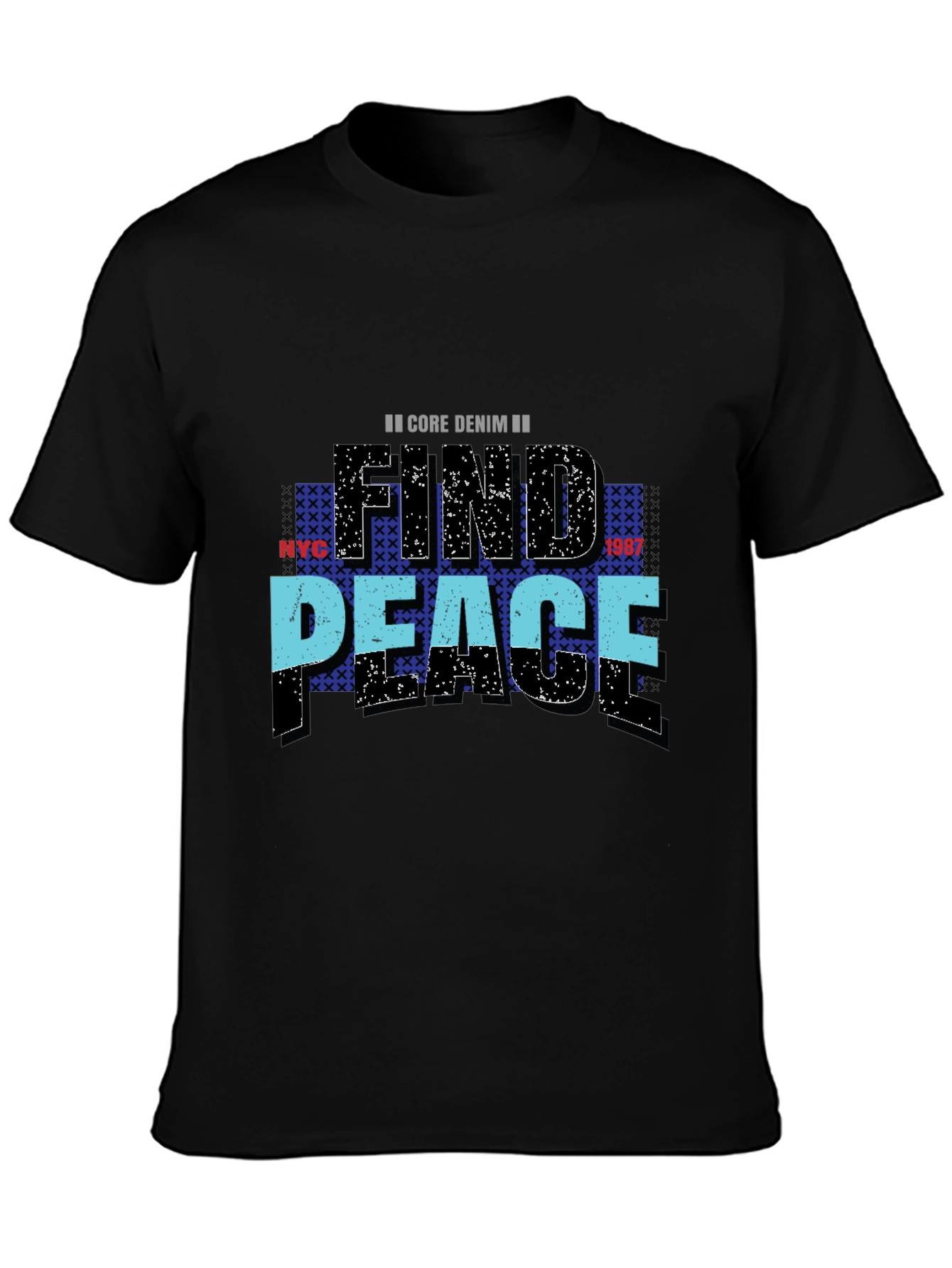 Black Find Peace Core Denim Graphic Tee view 3
