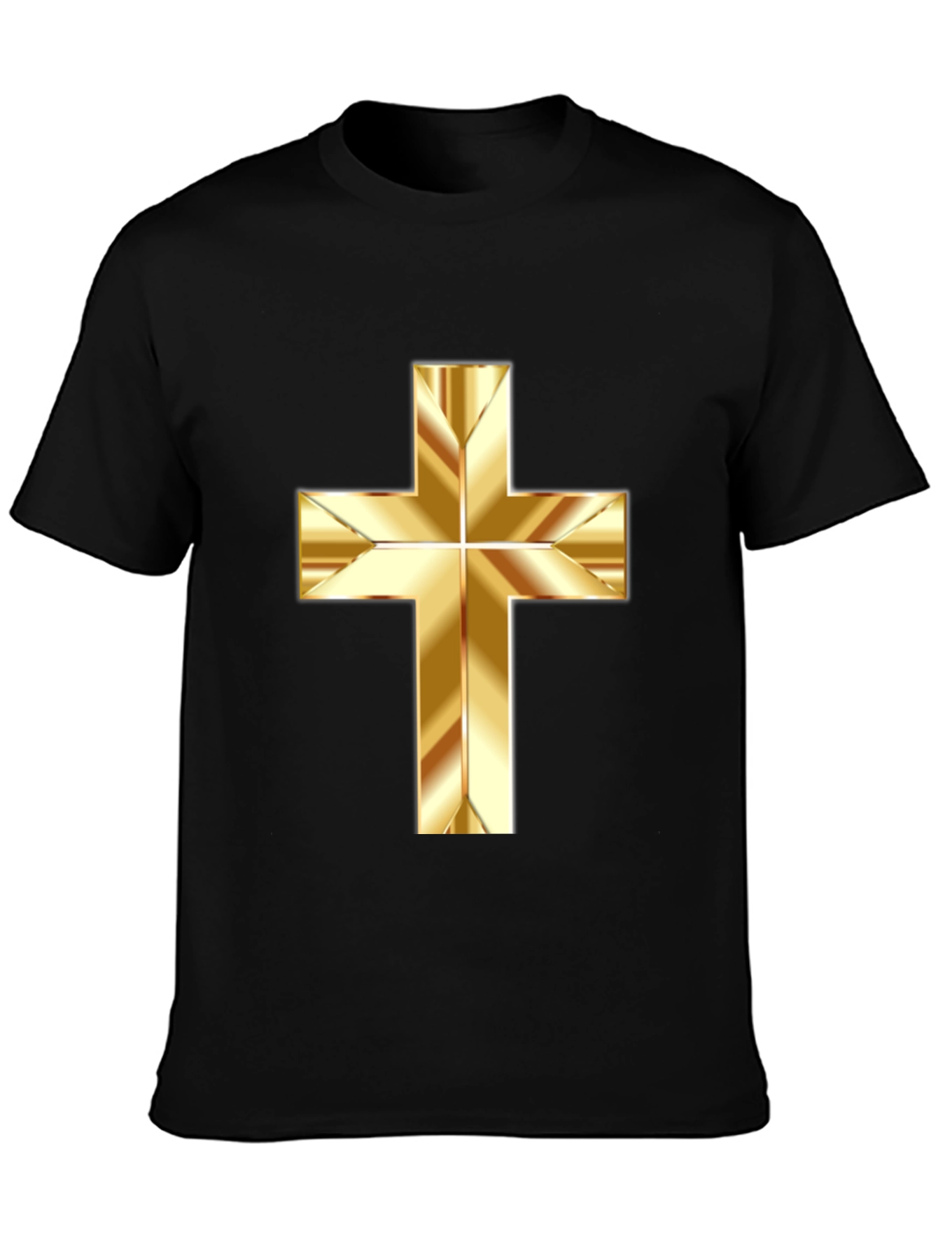 Black Gold Cross Graphic Print Black T-Shirt view 3