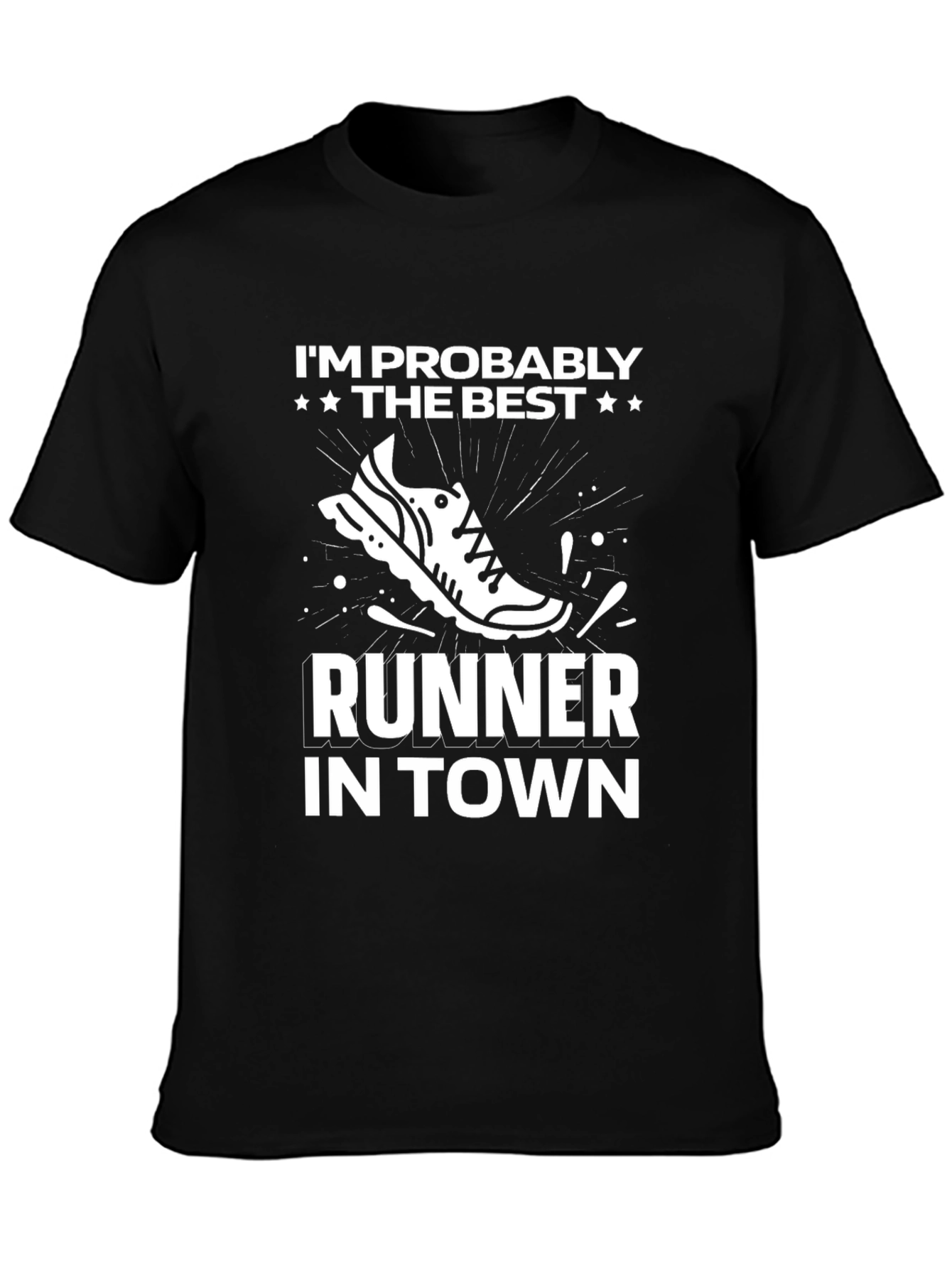 Black Best Runner in Town T-Shirt - Funny Running Tee view 3