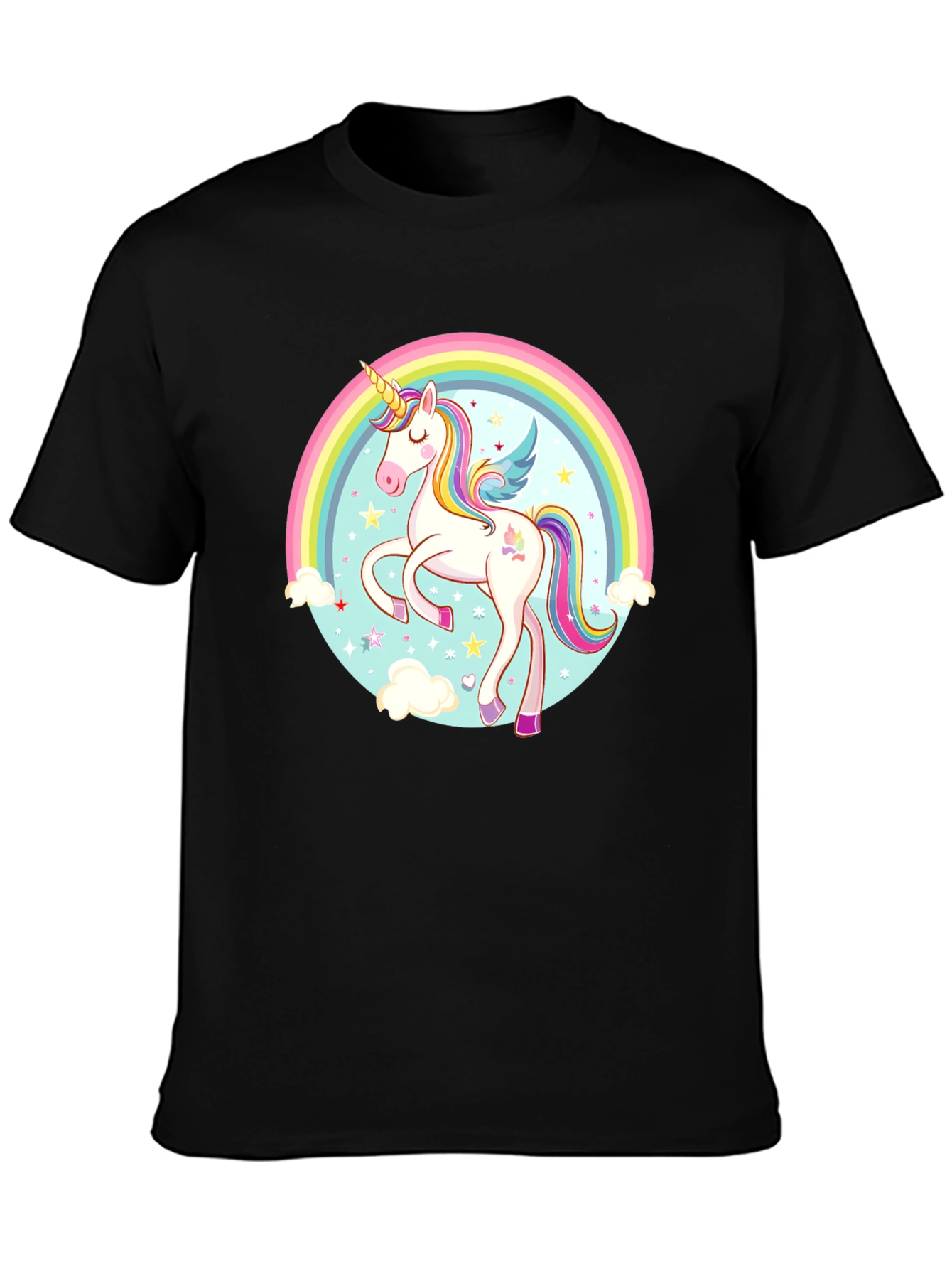 Black Unicorn Rainbow Graphic Tee view 3