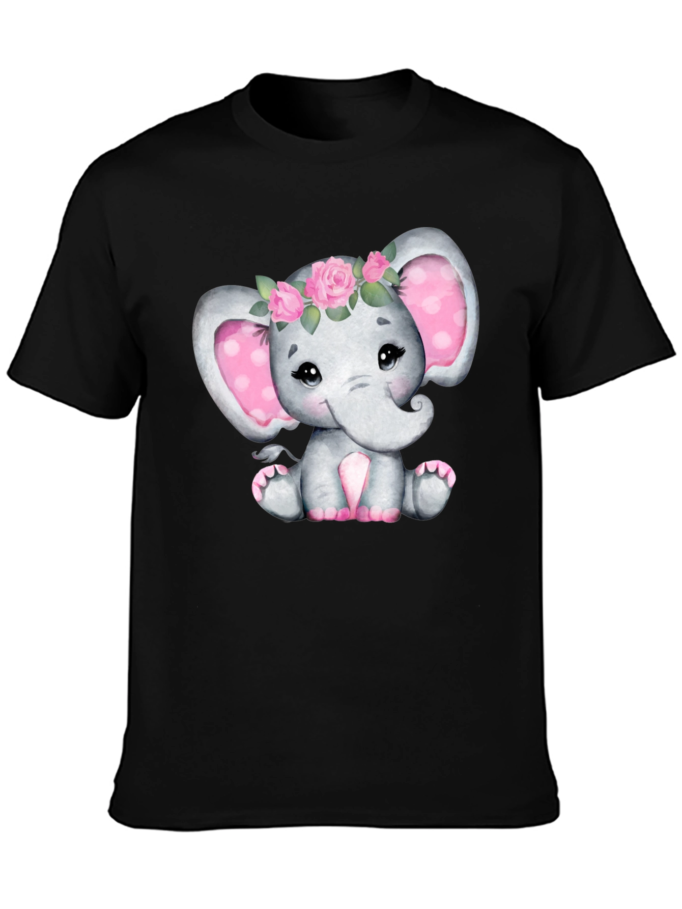 Black Cute Elephant Tee view 3