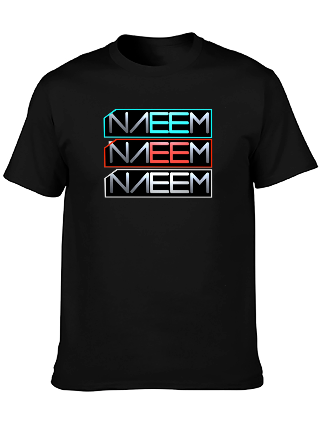 Black Retro Name Graphic Black T-Shirt view 3