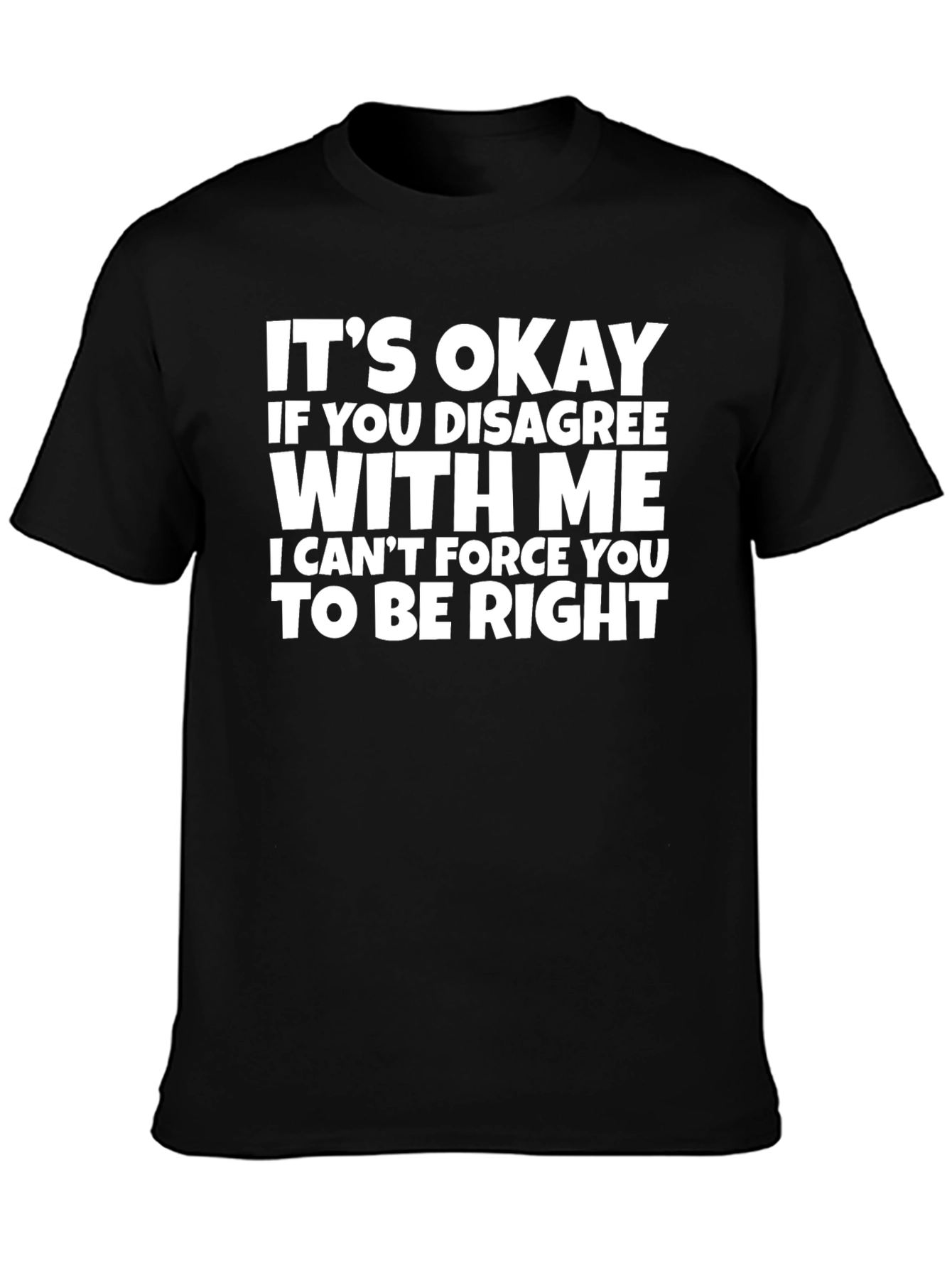 Black Funny Sarcastic Graphic T-Shirt - It's Okay If You Disagree view 3