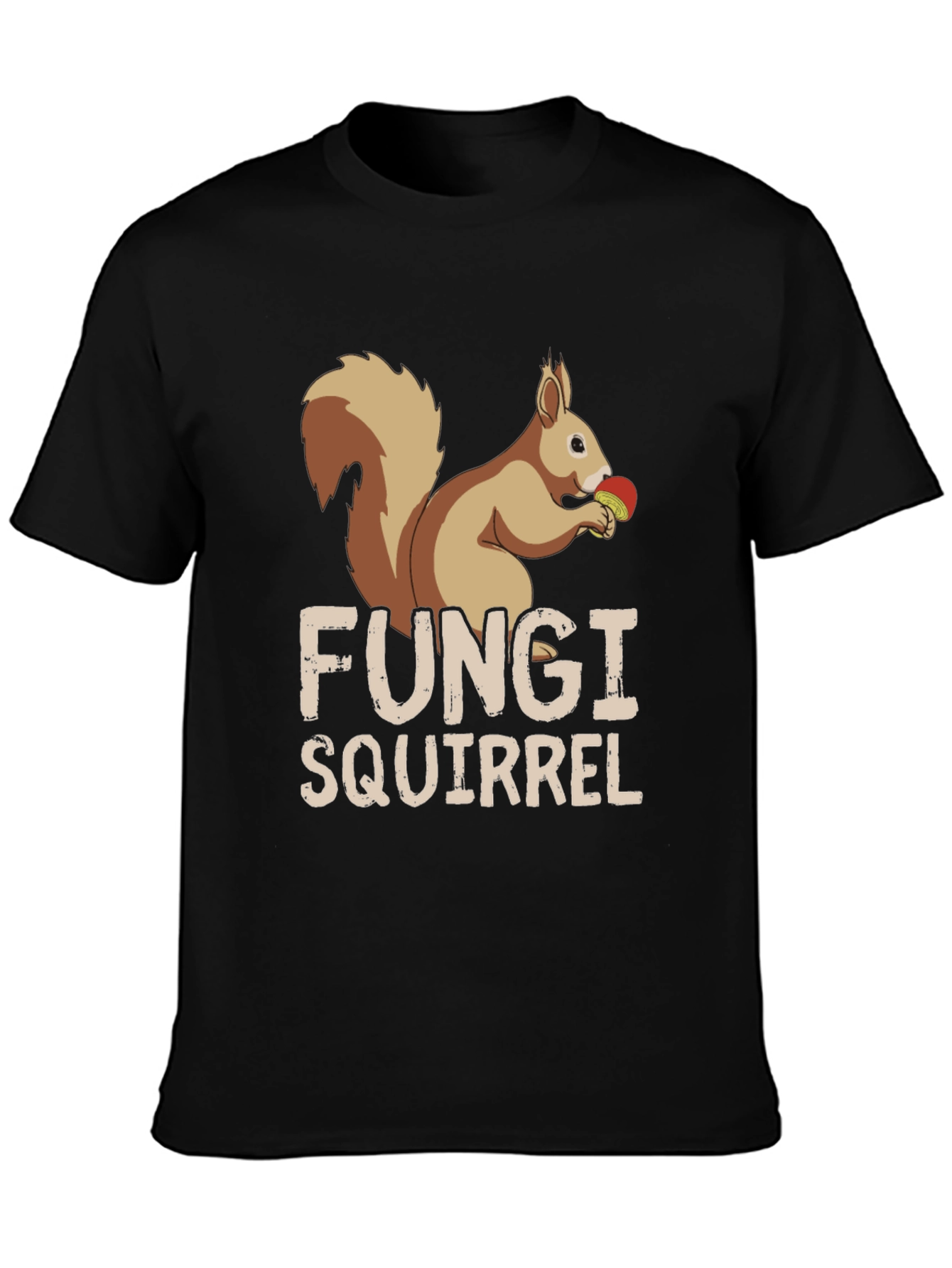 Black Fungi Squirrel Graphic Tee - Unique Humor T-Shirt view 3