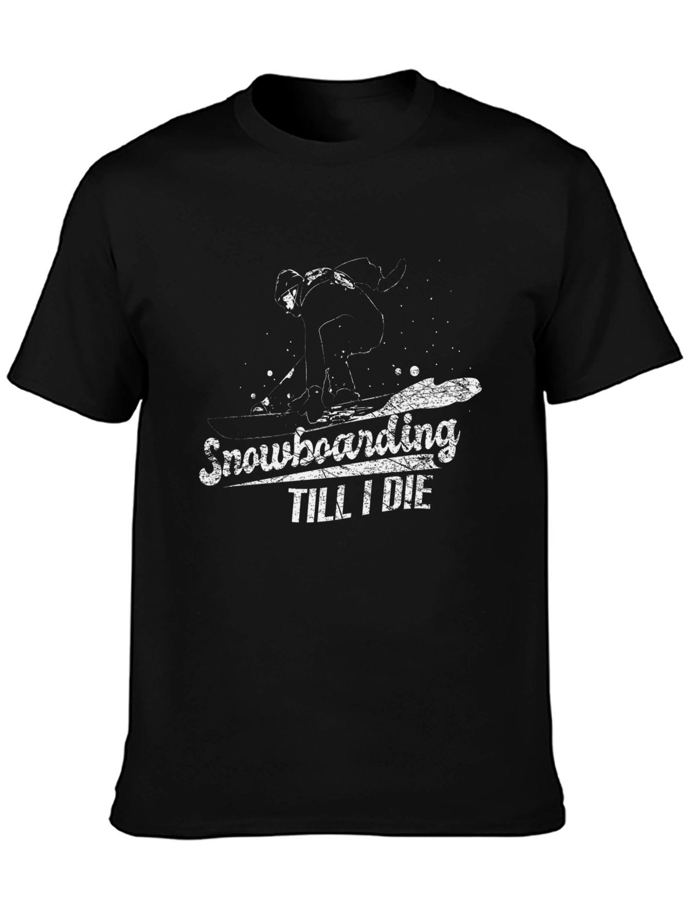 Black Snowboarding Till I Die T-Shirt - Graphic Tee view 3