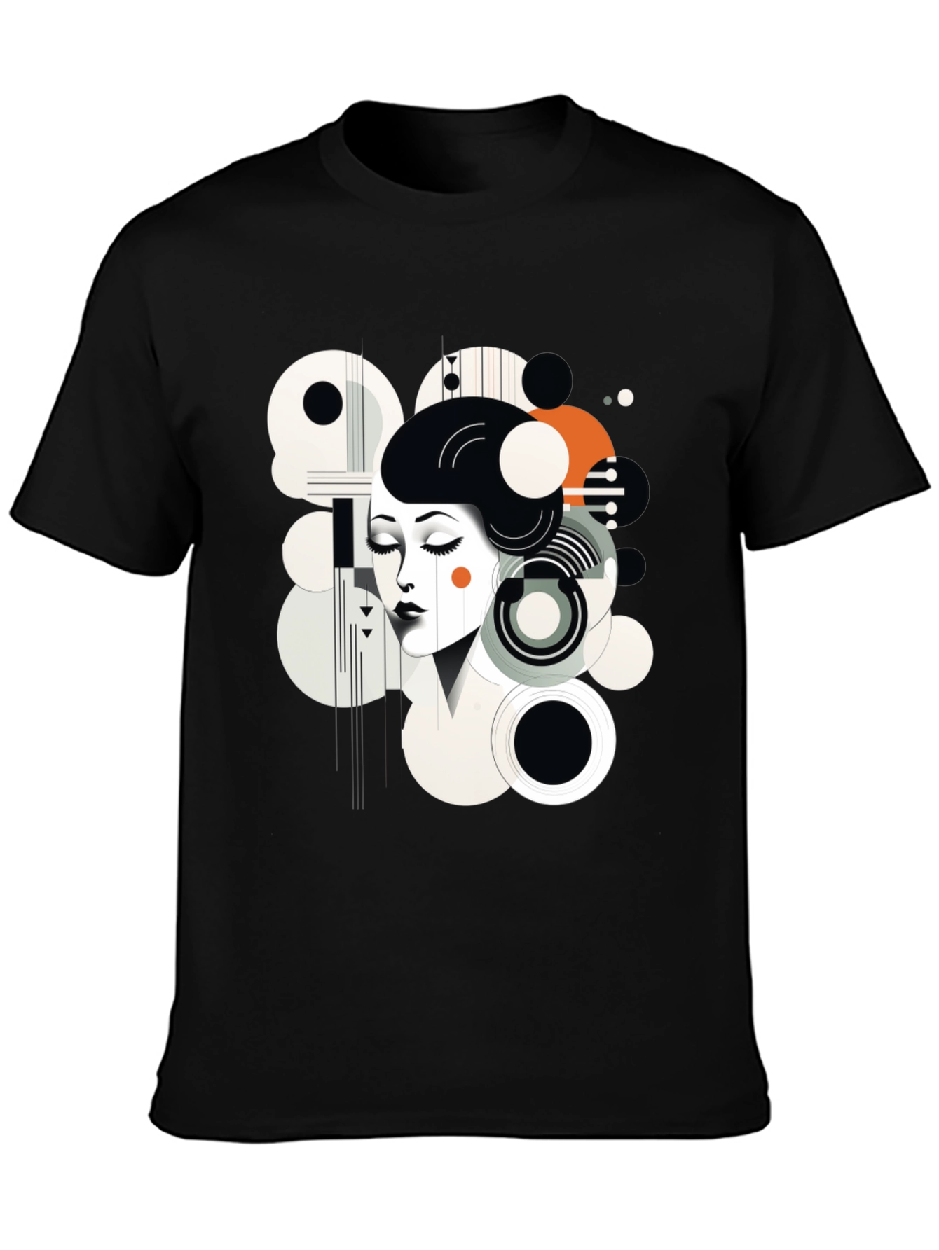 Black Abstract Woman Graphic Black Tee view 3