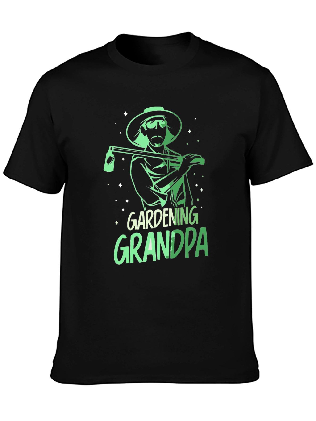 Black Gardening Grandpa T-Shirt - Black, Graphic Tee view 3