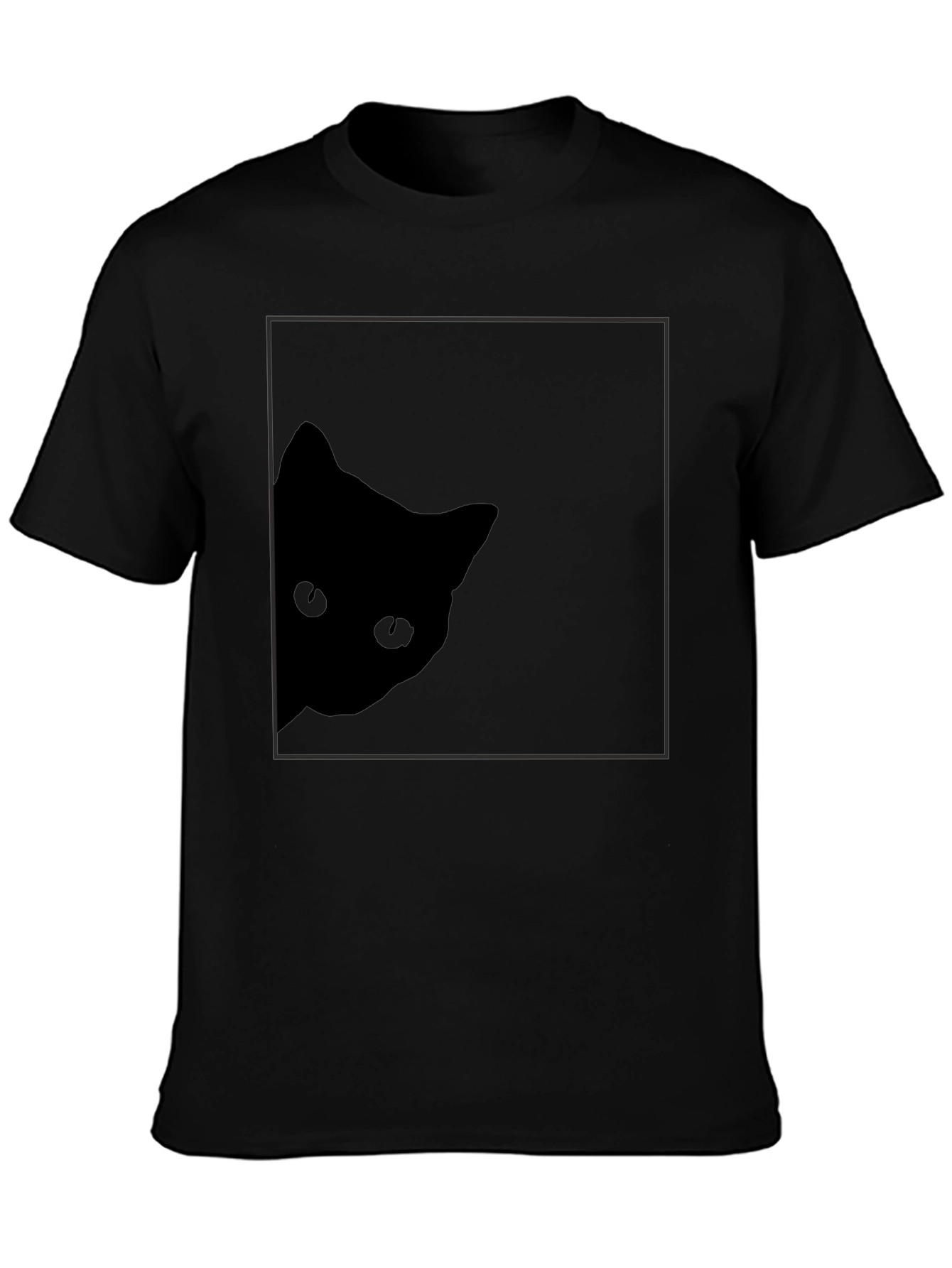 Black Stealthy Cat Black T-Shirt: Peek-a-Boo Style view 3