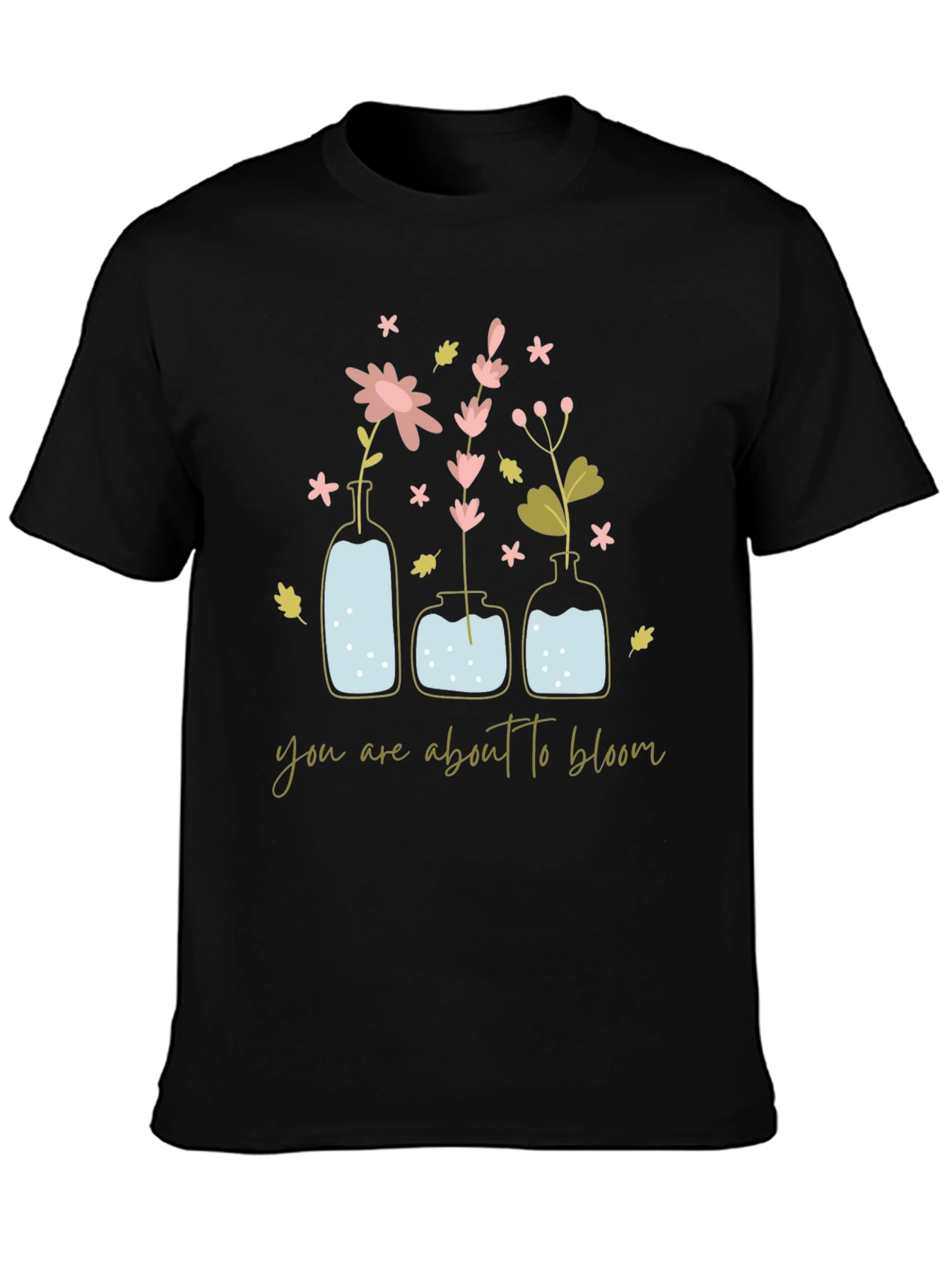 Black Floral Bloom T-Shirt - Inspirational Design view 3