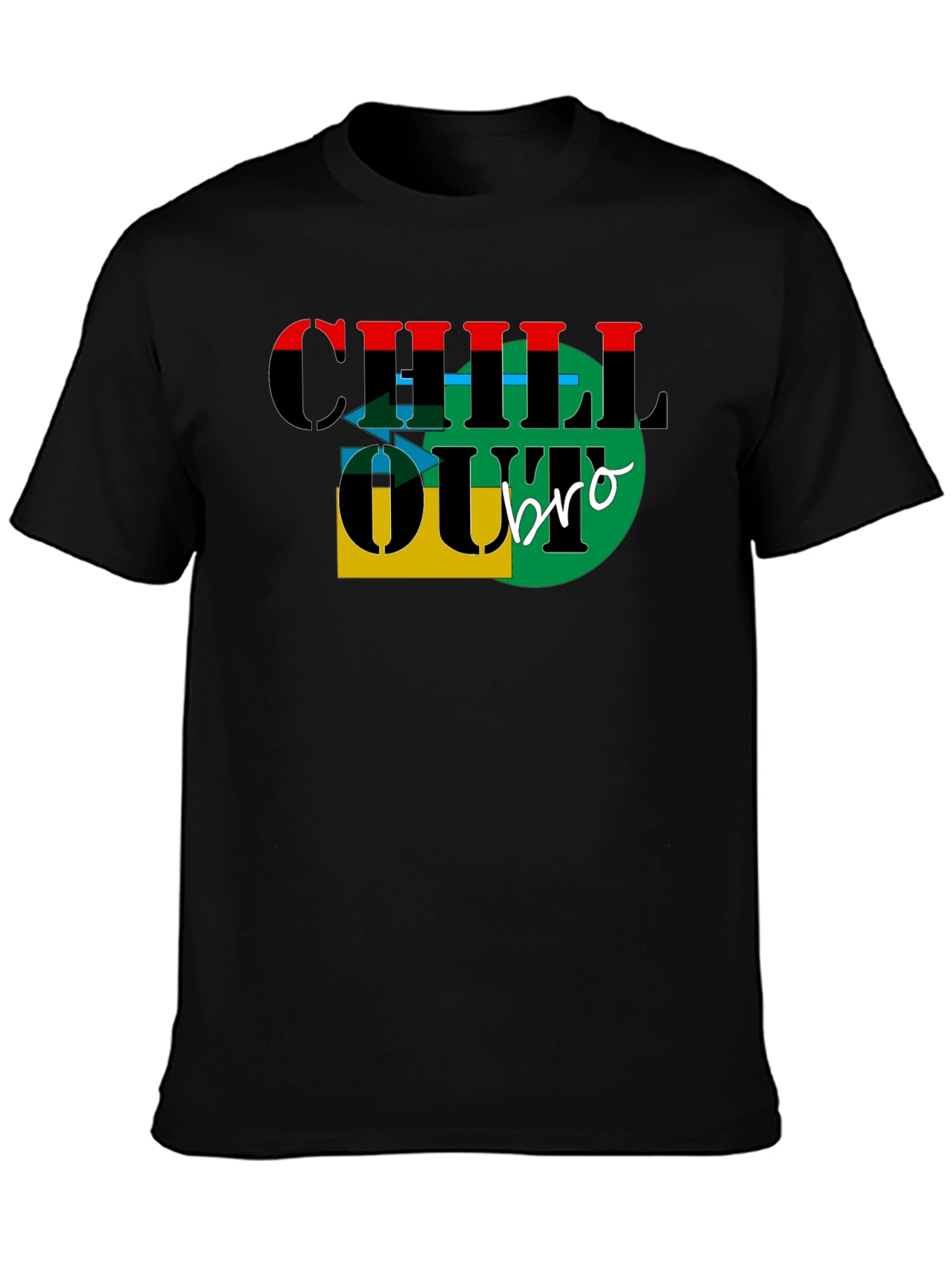 Black Chill Out Bro Graphic T-Shirt view 3