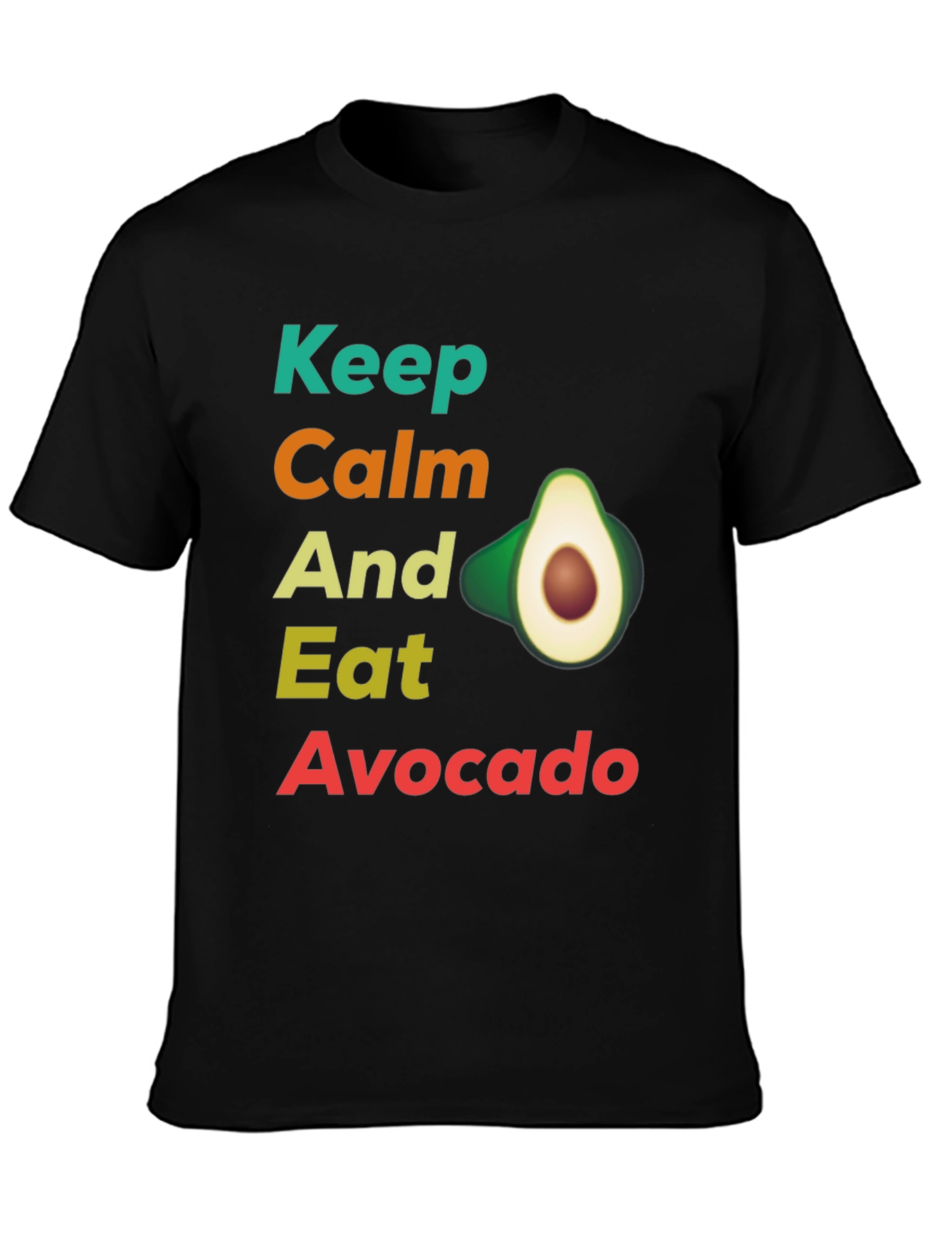 Black Keep Calm and Eat Avocado T-Shirt, Funny Avocado Lover Tee view 3