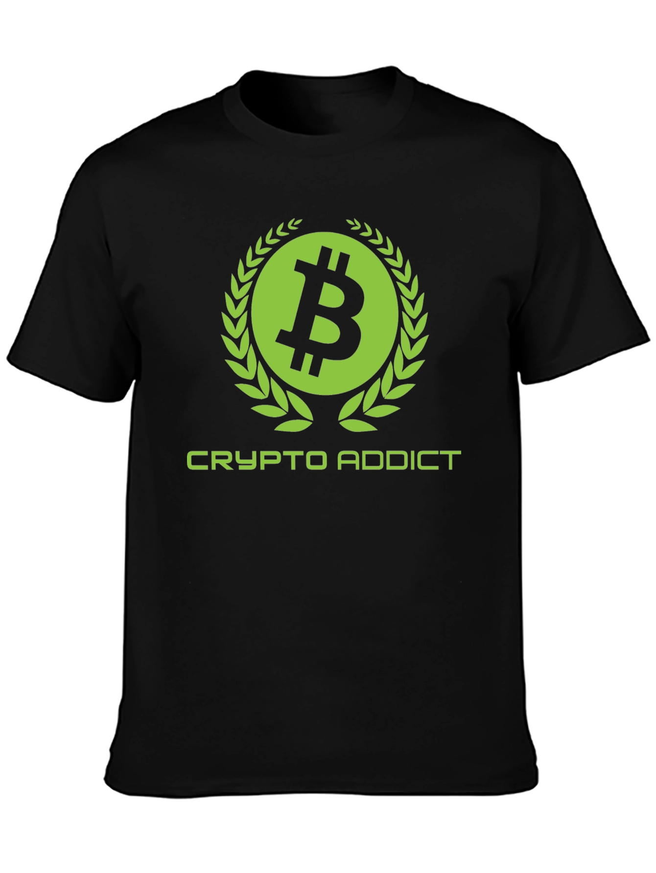 Black Crypto Addict Black T-Shirt with Bitcoin Design view 3