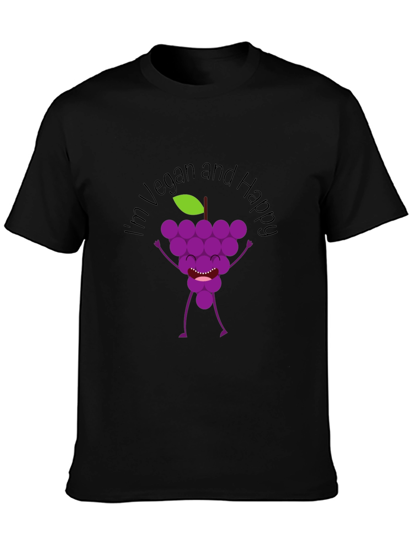 Black Vegan and Happy Grape Graphic T-Shirt - Unisex view 3