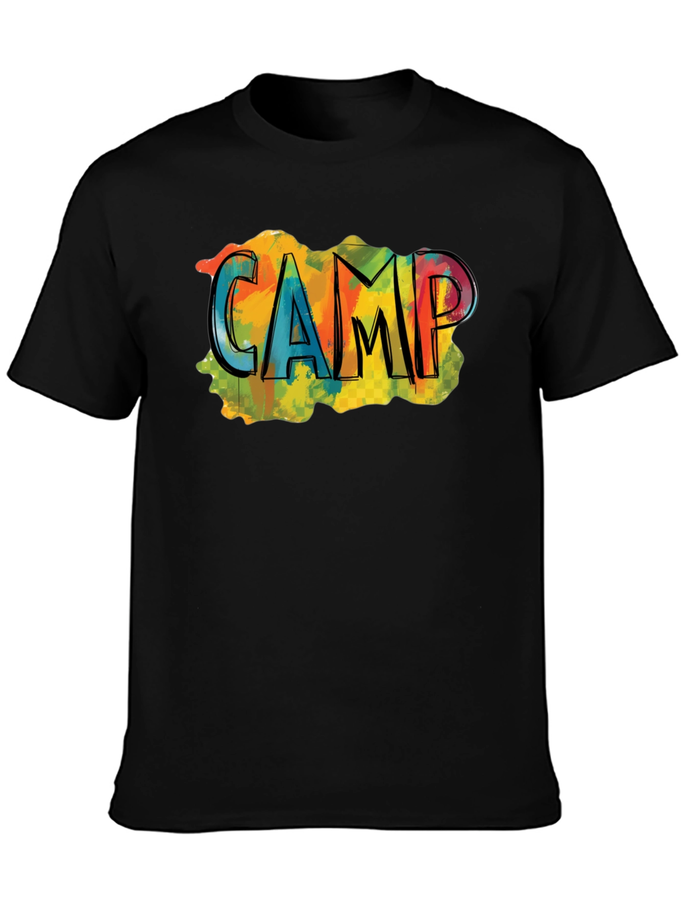 Black Colorful "CAMP" Graphic Black T-Shirt view 3