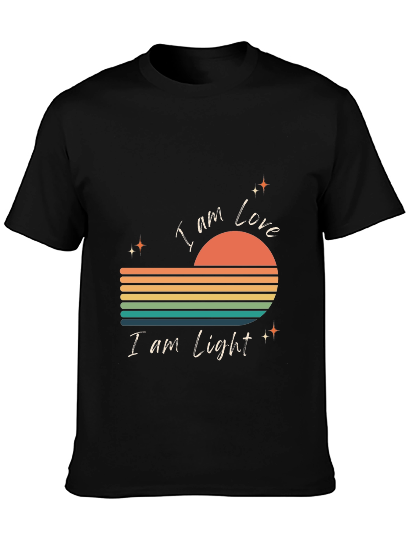 Black I Am Love I Am Light Retro Graphic Tee view 3
