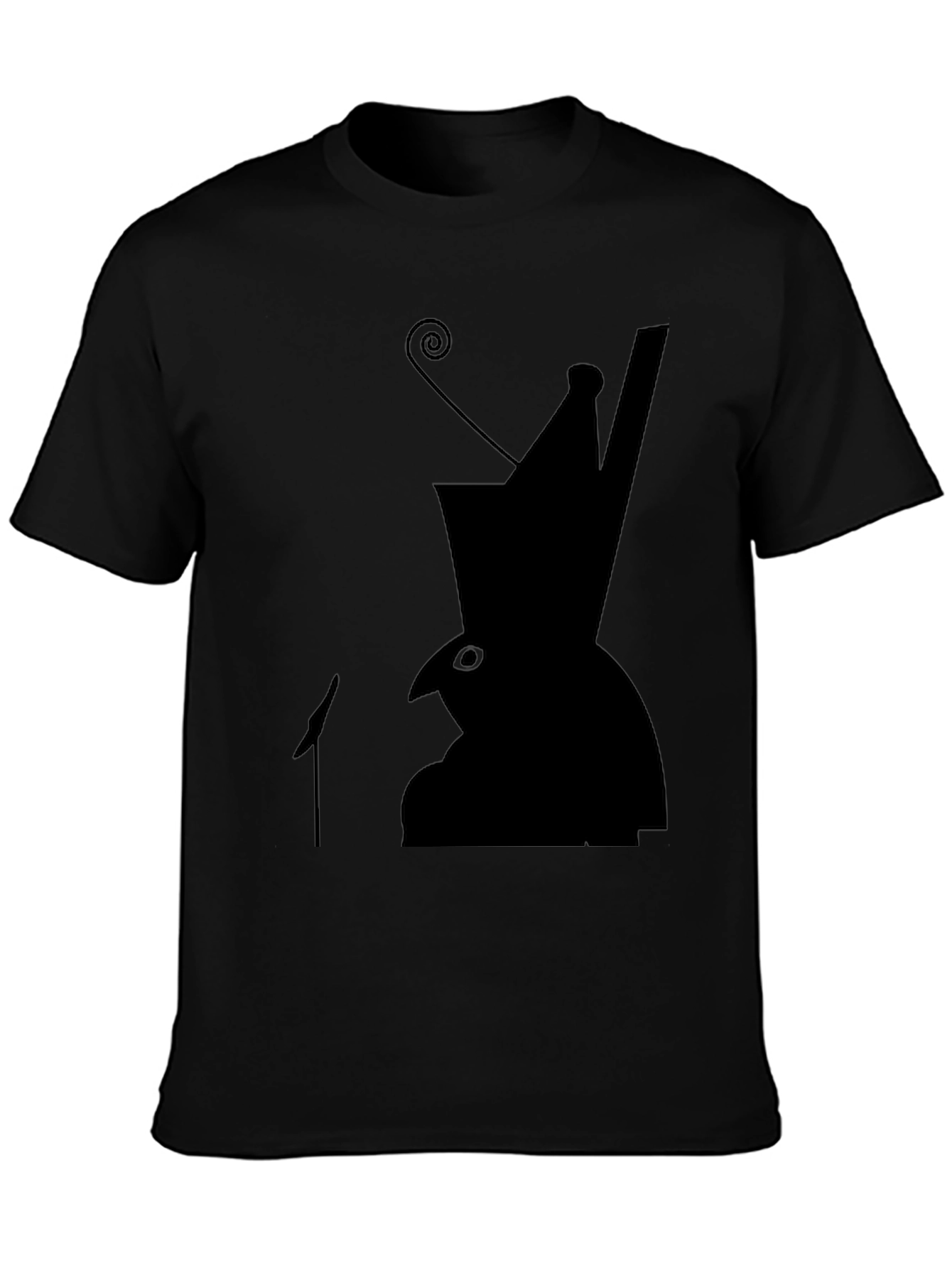 Black Silhouette Hat Bird T-Shirt view 3
