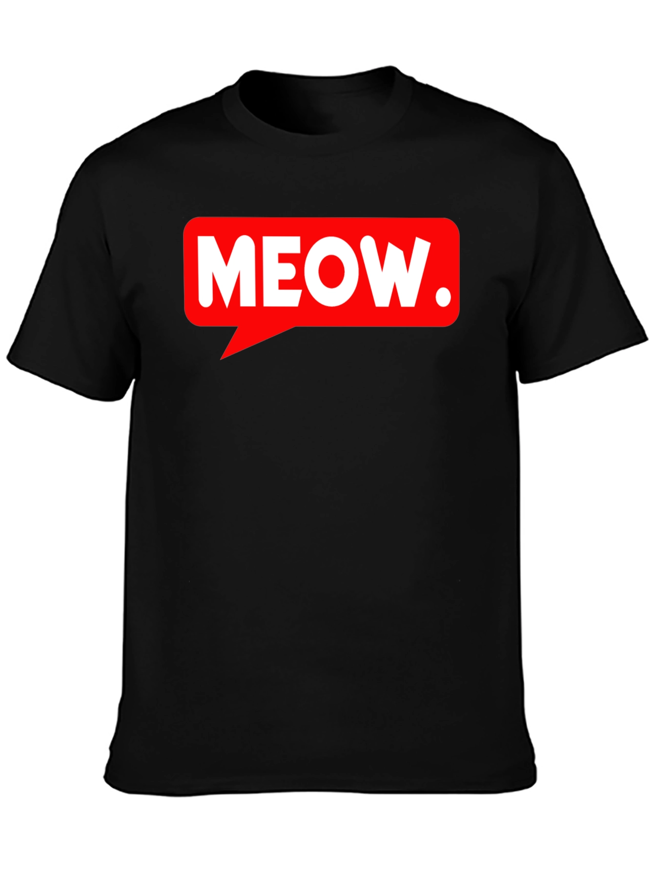 Black Meow Speech Bubble Black T-Shirt view 3