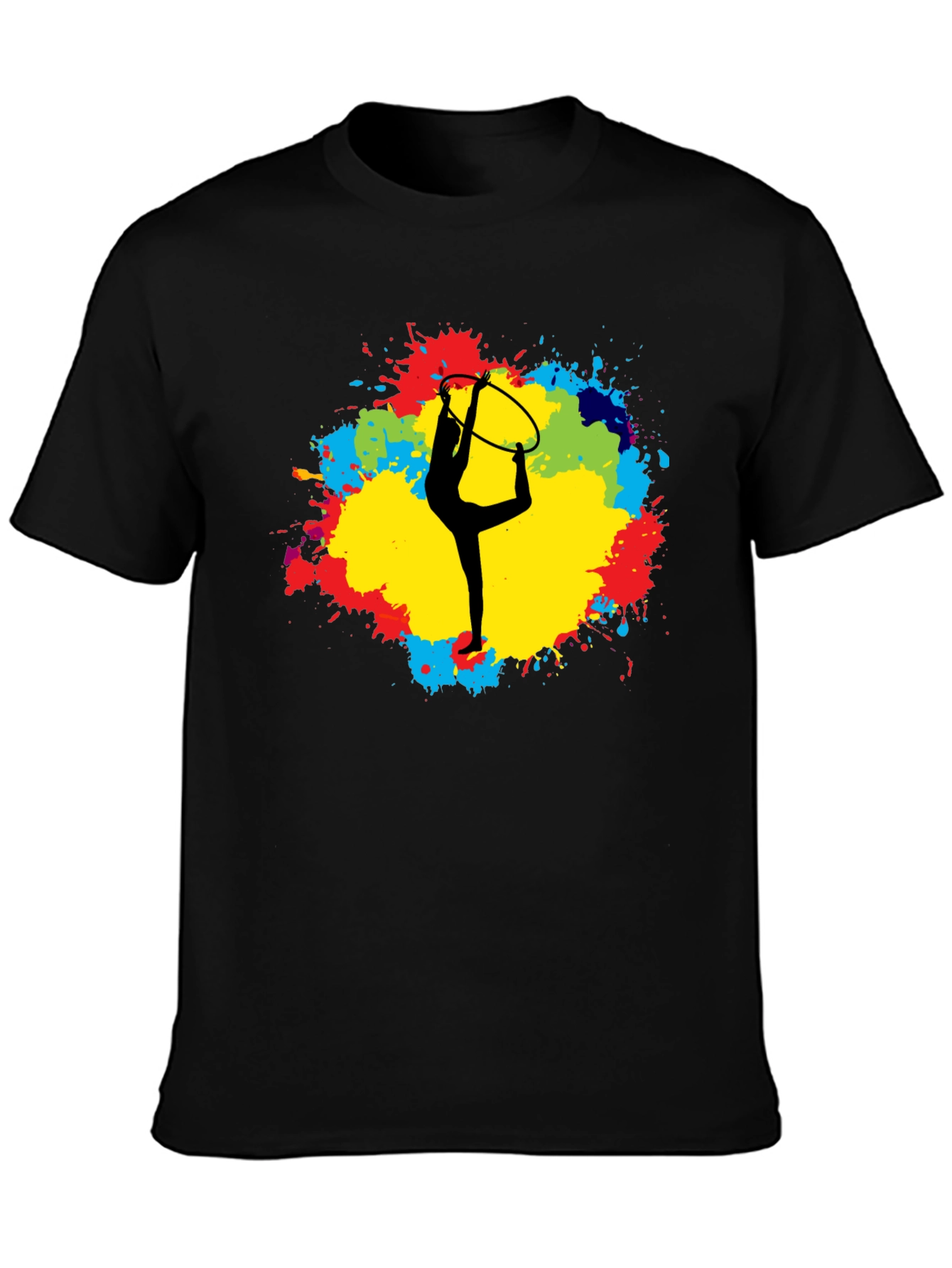 Black Rhythmic Gymnastics T-Shirt - Colorful Design view 3