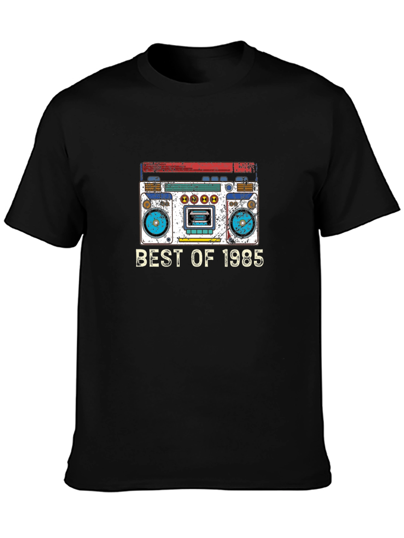 Black Retro 1985 Boombox T-Shirt - Vintage Music view 3