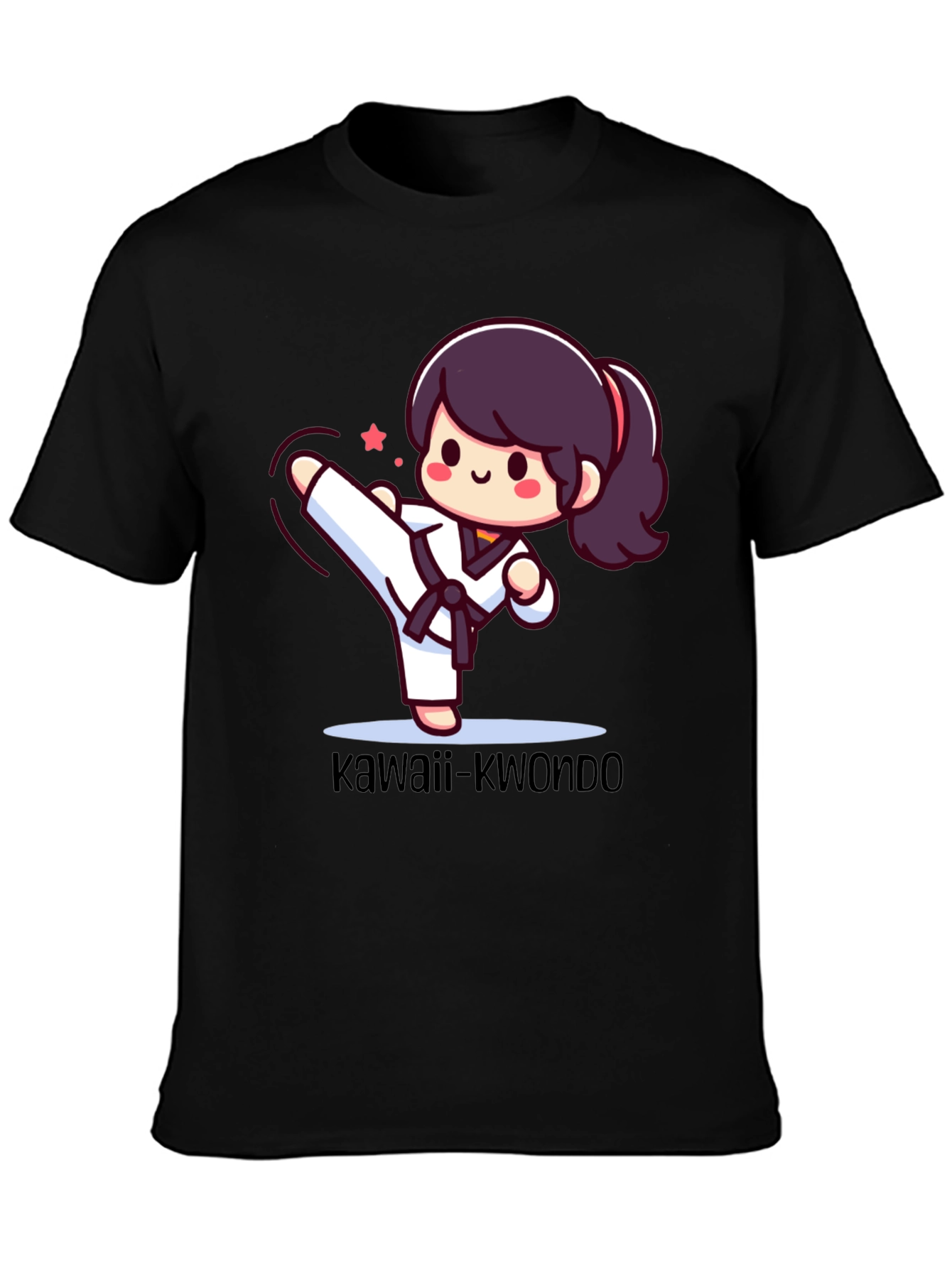 Black Kawaii Kwondo Black T-Shirt view 3
