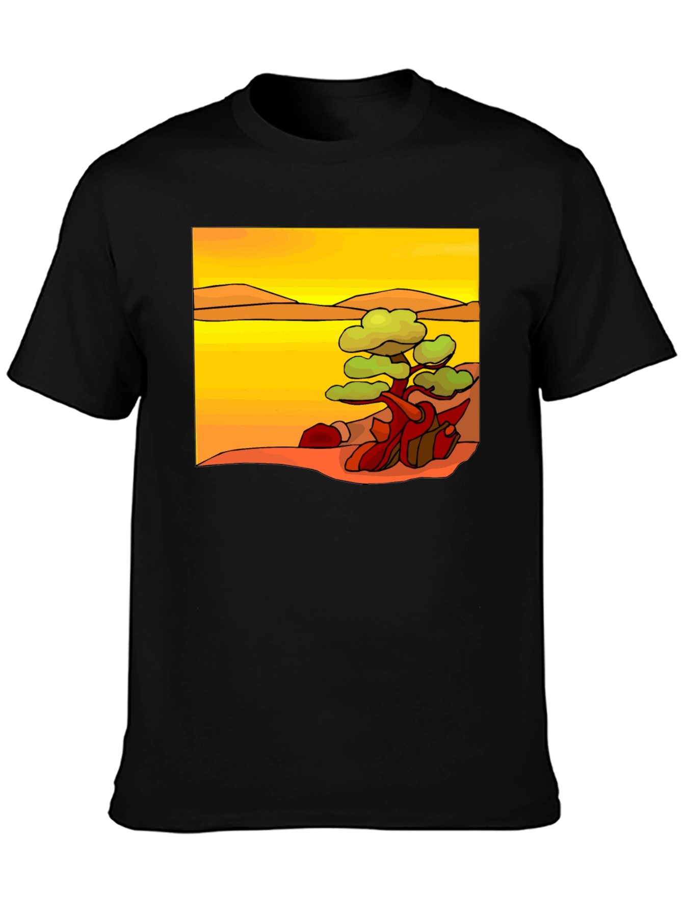 Black Nature Art Print Black T-Shirt view 3