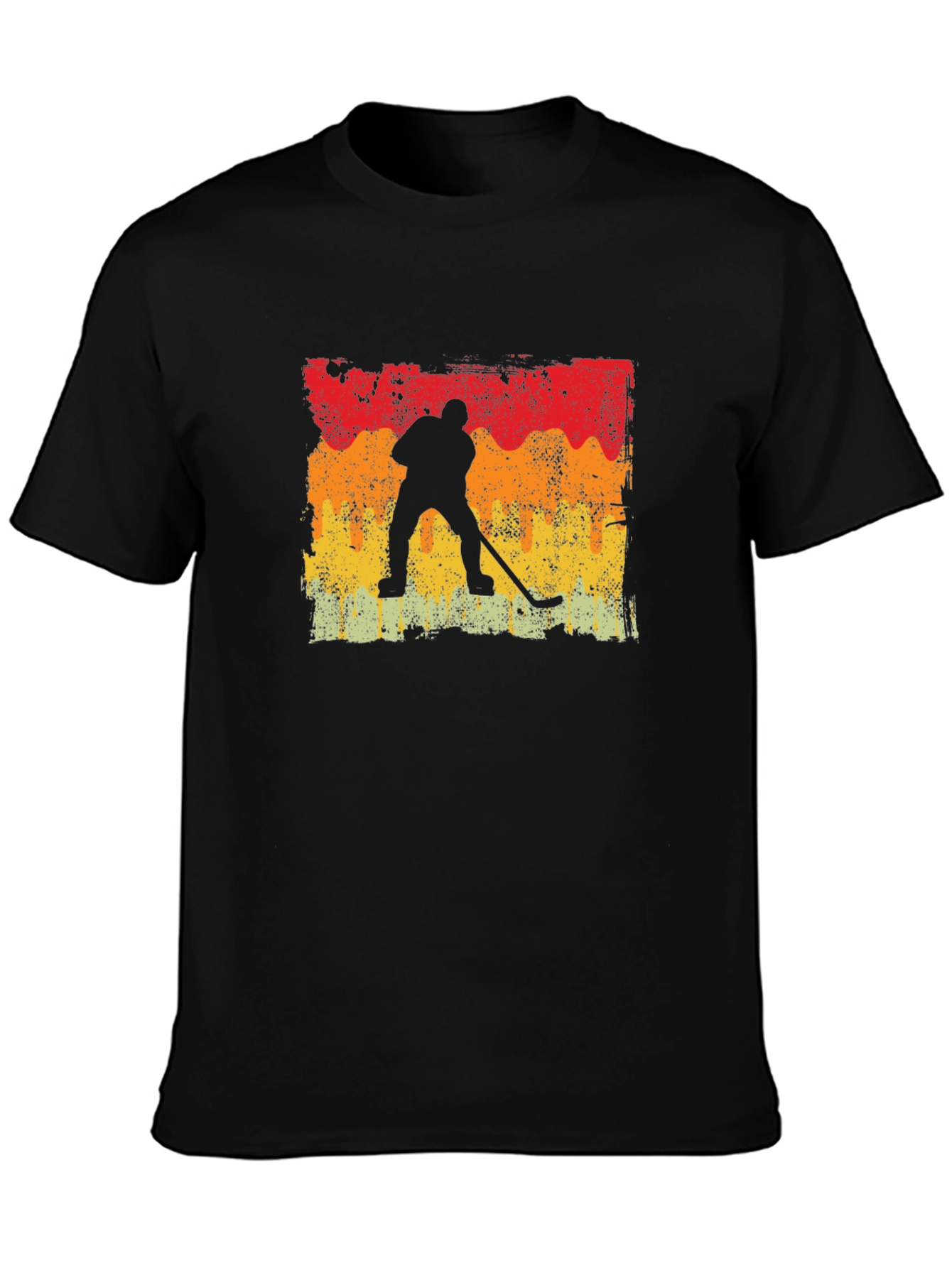 Black Retro Hockey Player Graphic T-Shirt view 3
