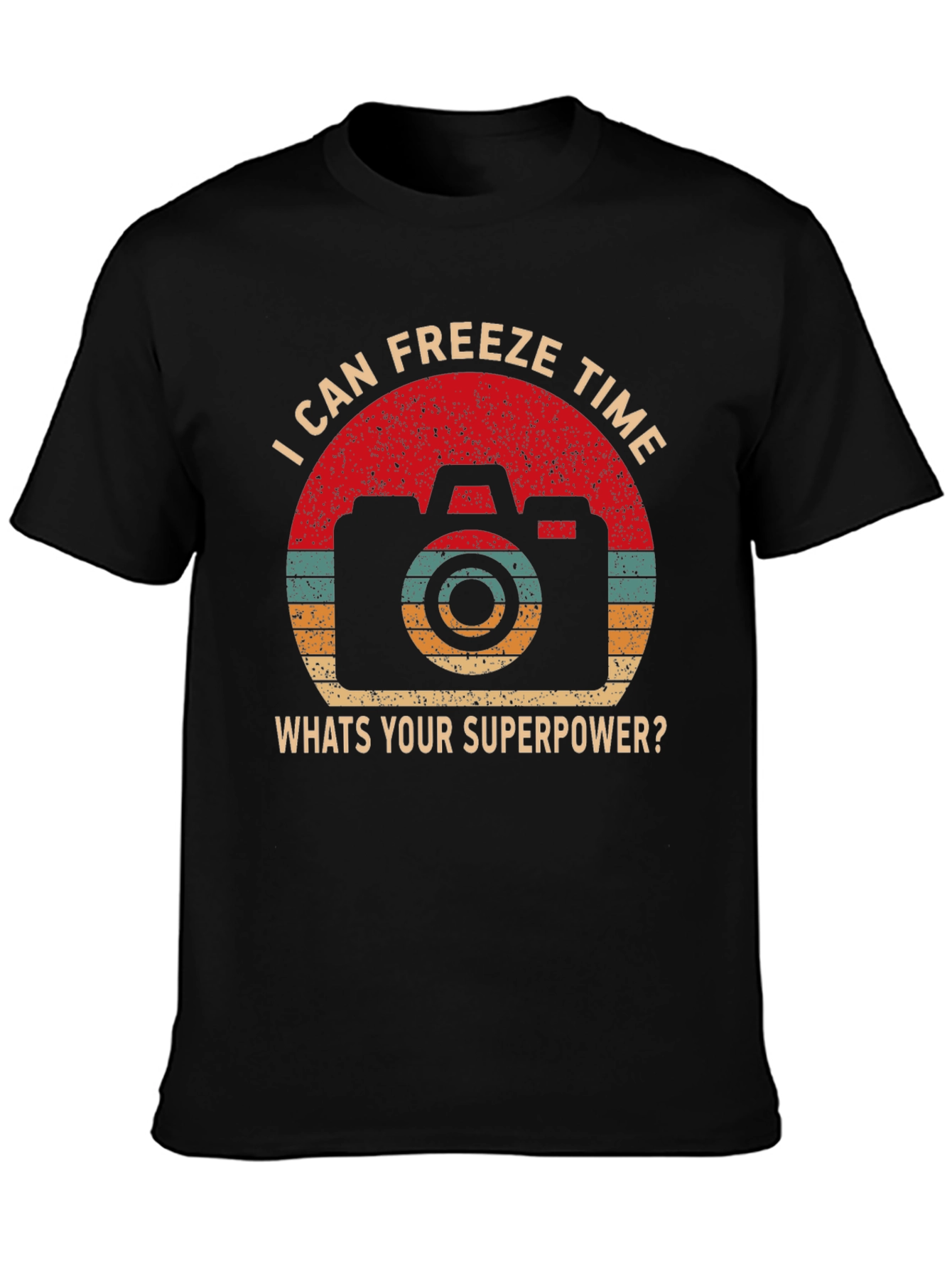 Black Freeze Time Camera Graphic T-Shirt view 3