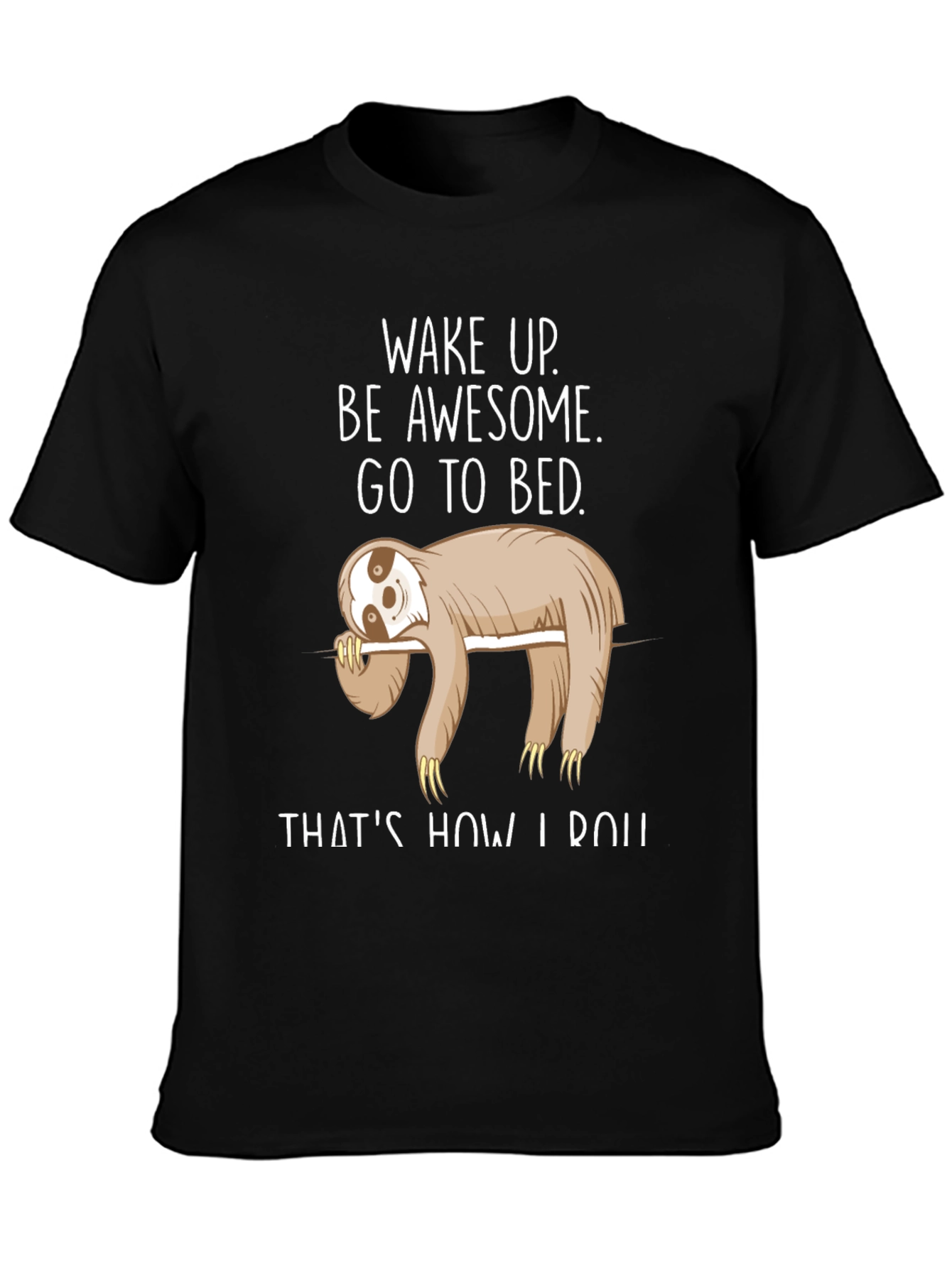 Black Sloth Wake Up T-Shirt - Funny Sleepy Animal Tee view 3