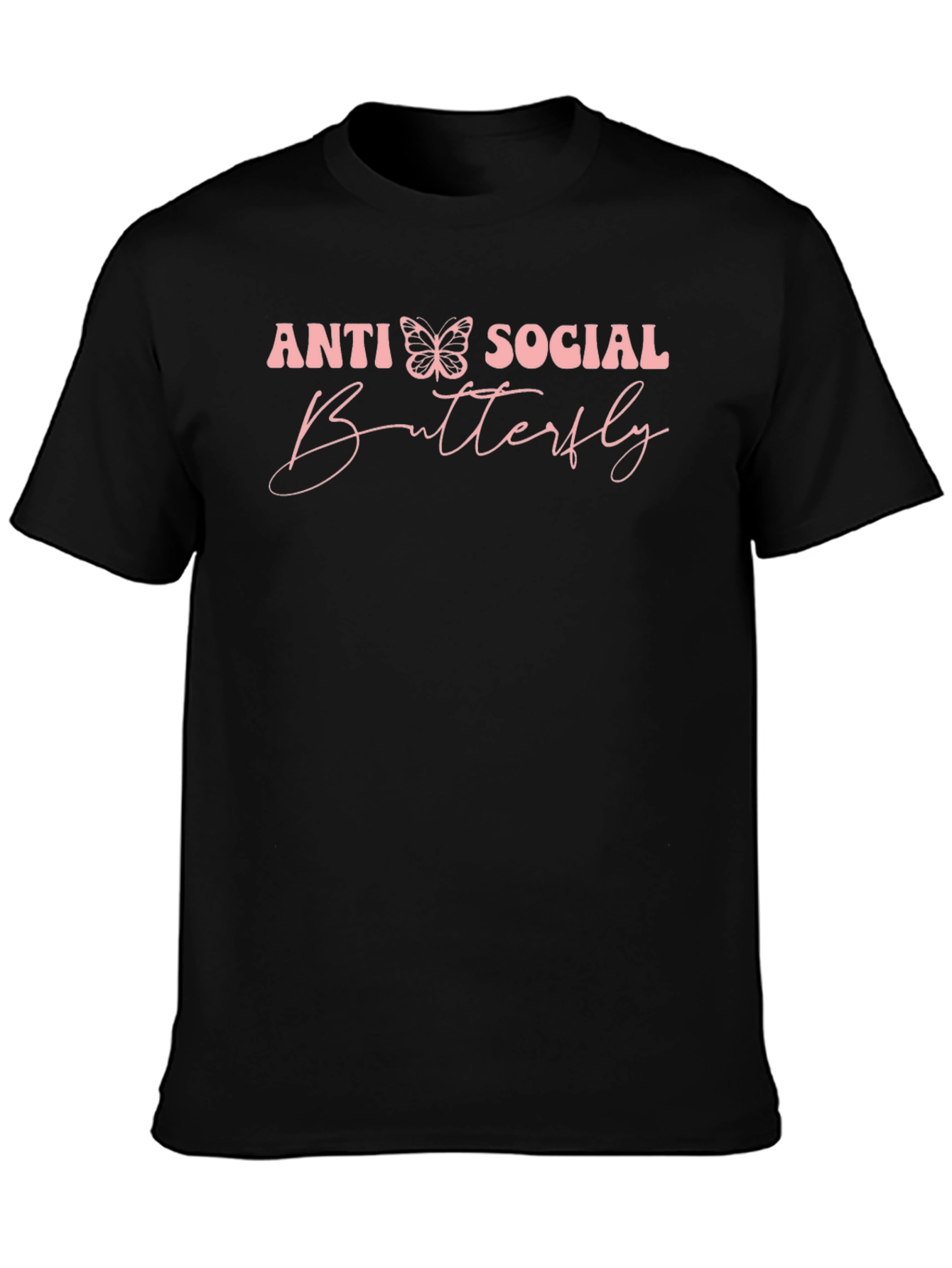 Black Anti Social Butterfly Graphic T-Shirt view 3