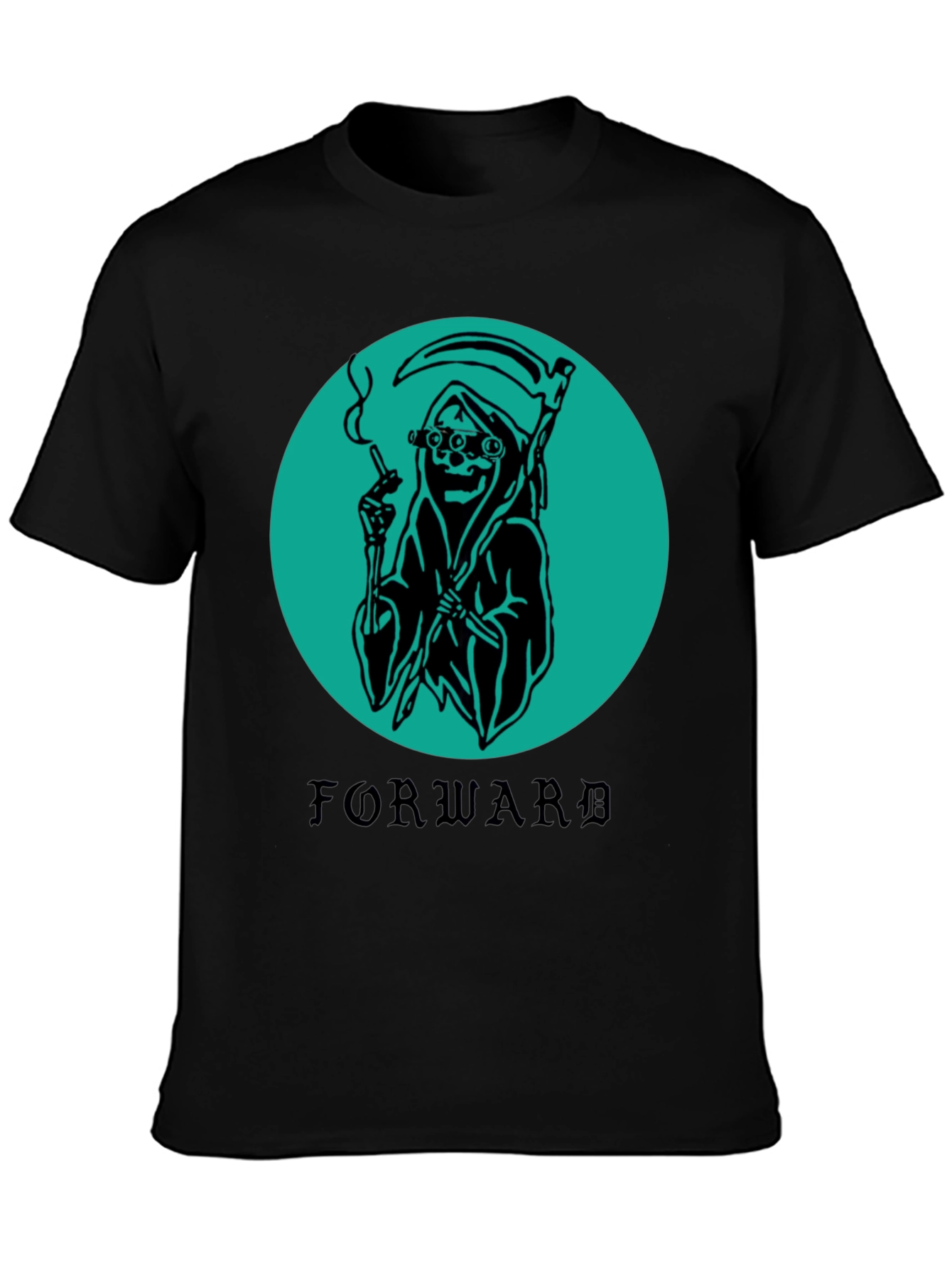 Black Smoking Grim Reaper Graphic T-Shirt view 3