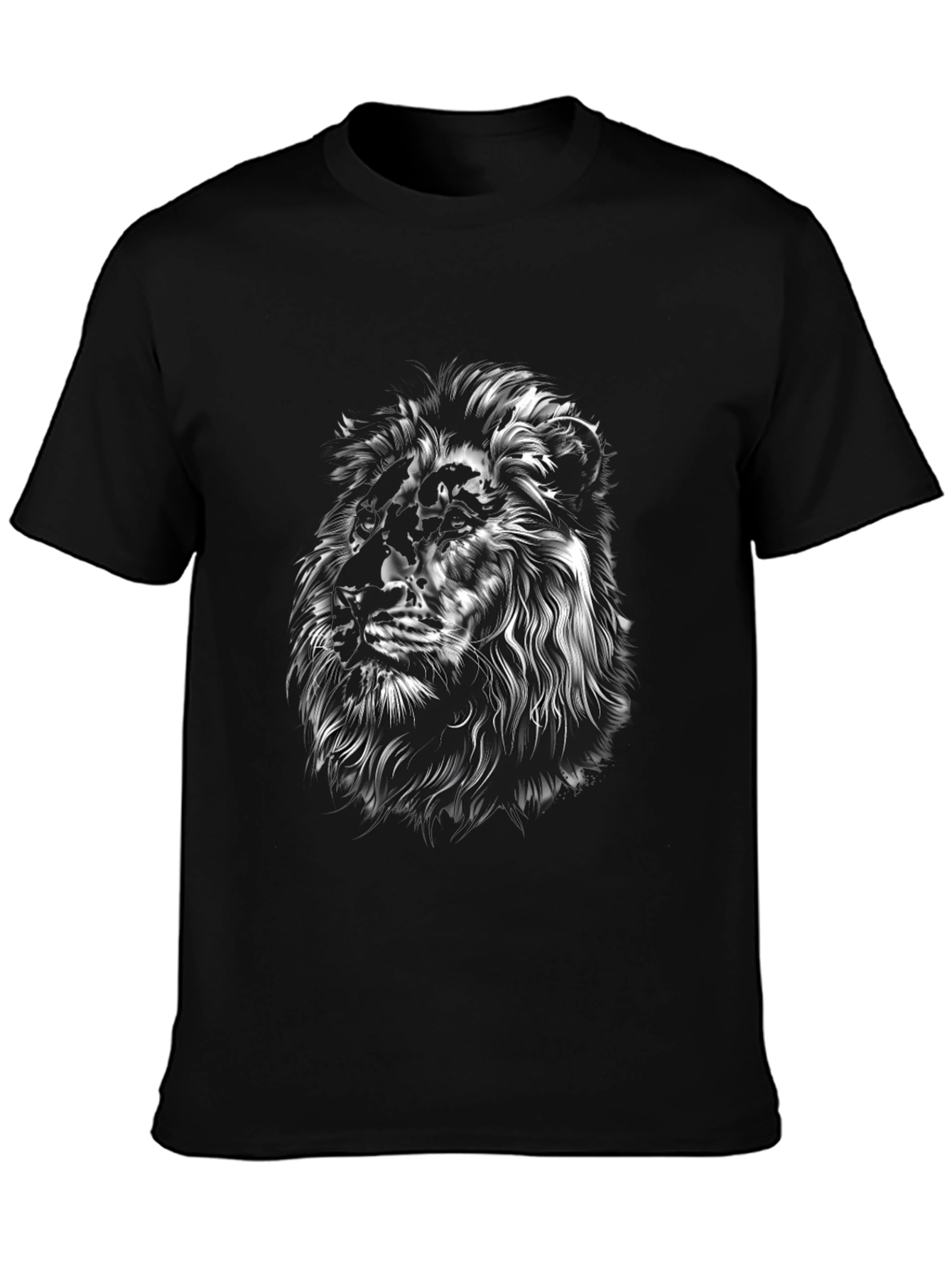 Black Lion Graphic Tee - Black Crew Neck T-Shirt view 3