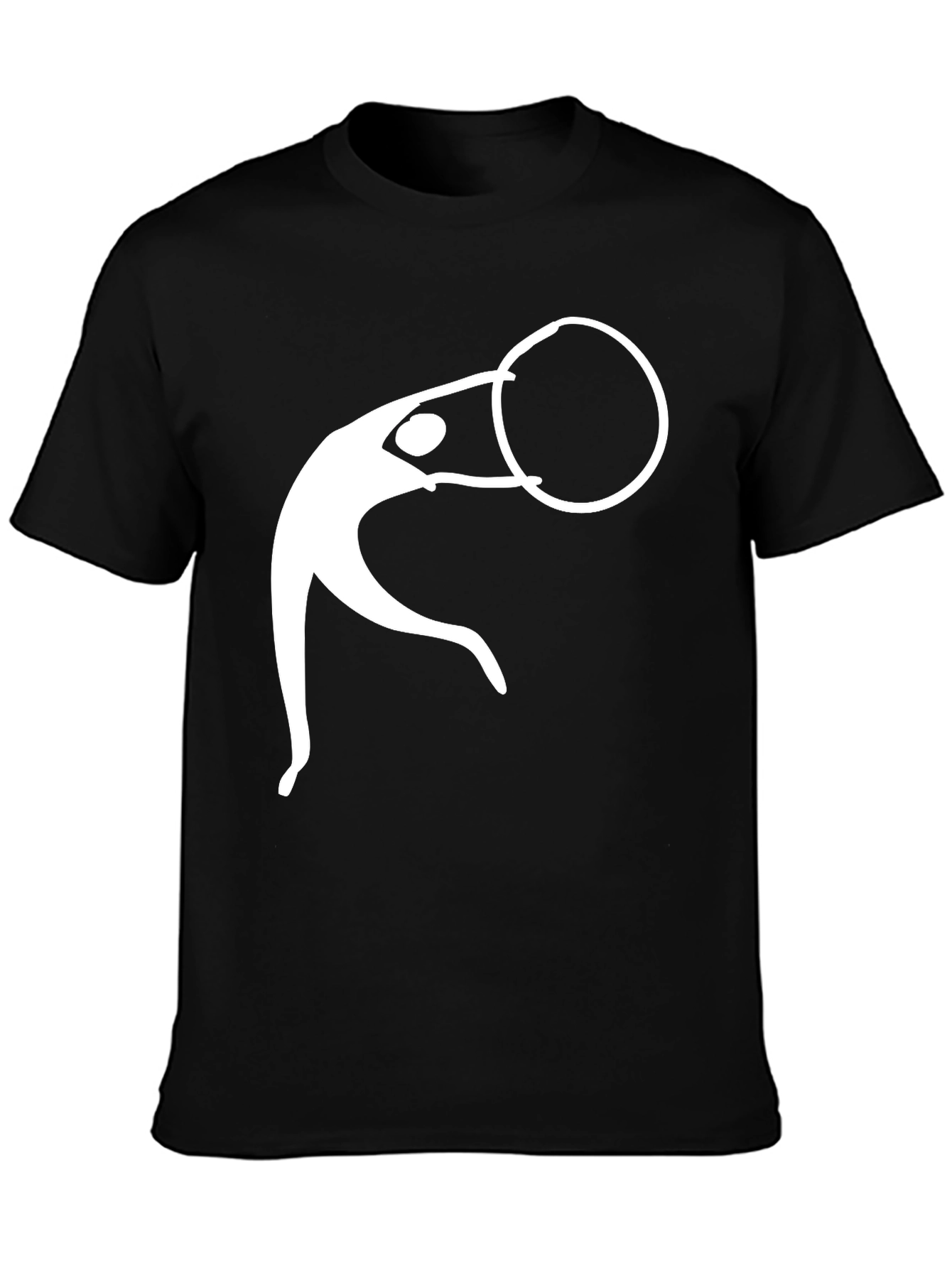 Black Man's Black T-Shirt With White Graphic Design view 3