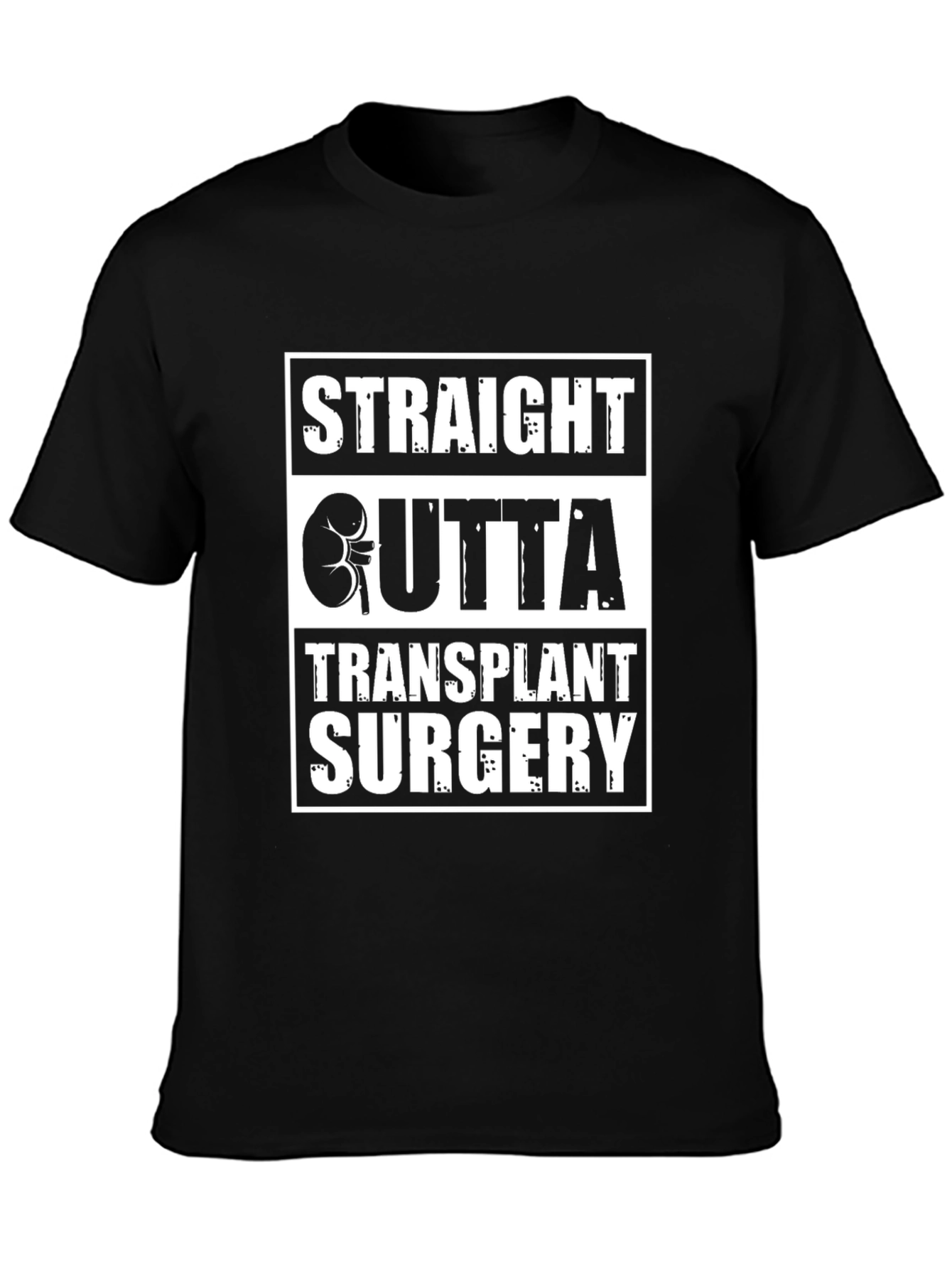 Black Straight Outta Transplant Surgery T-Shirt view 3
