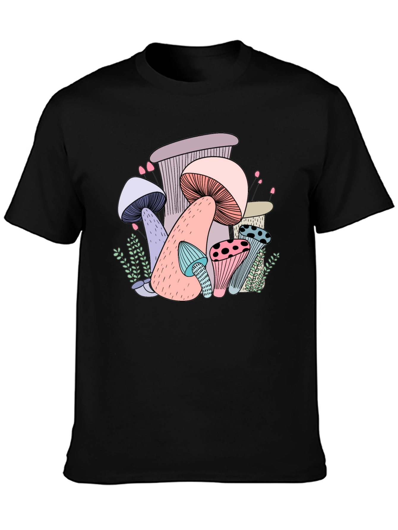 Black Mushroom Graphic Black T-Shirt view 3