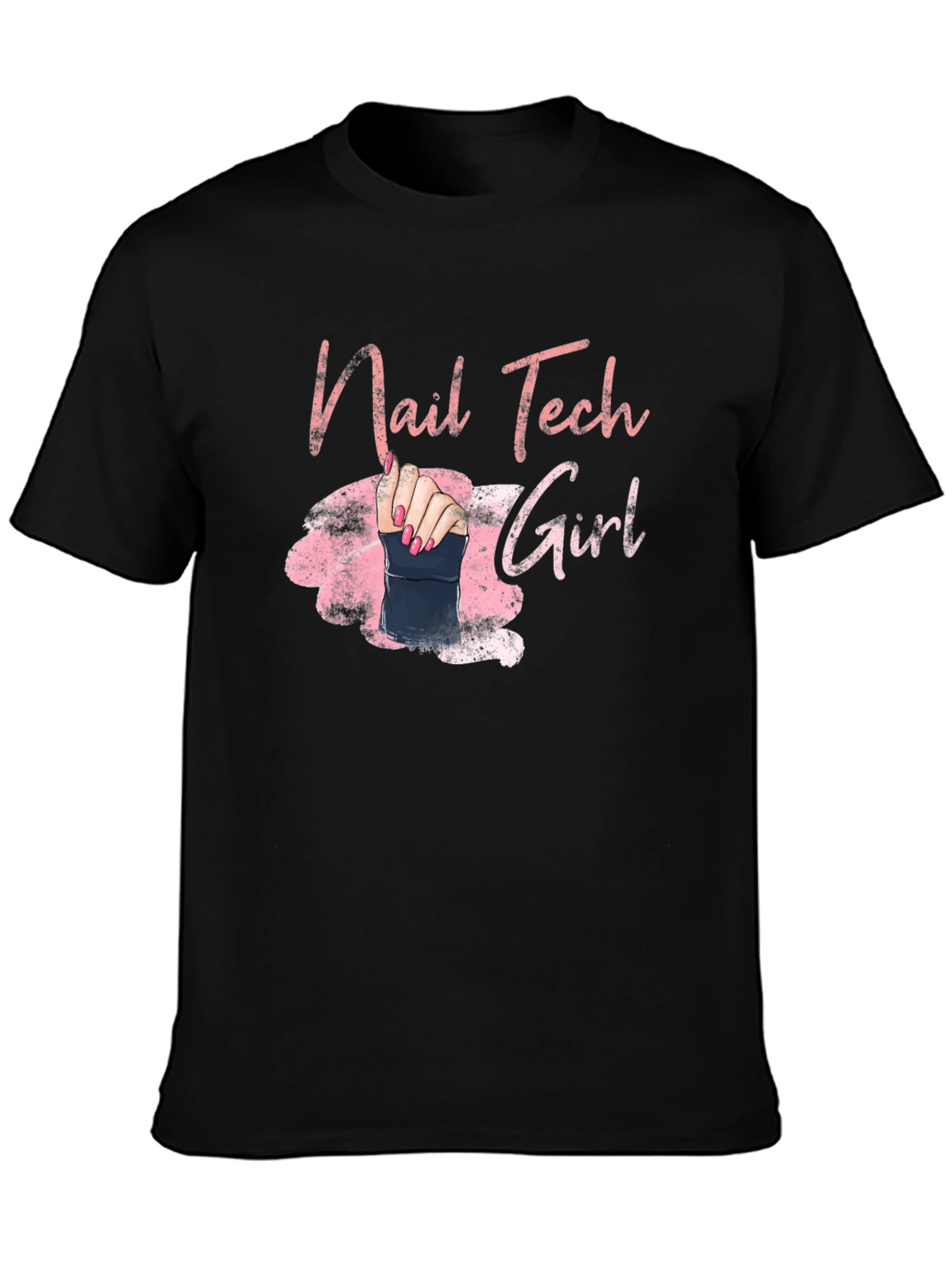 Black Nail Tech Girl Graphic Tee - Manicure Artist Shirt view 3
