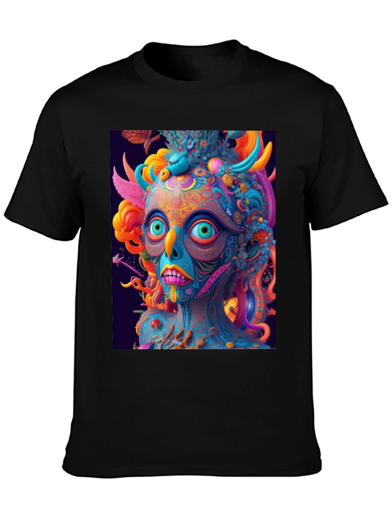 Black Psychedelic Art T-Shirt - Vivid Graphic Tee view 3