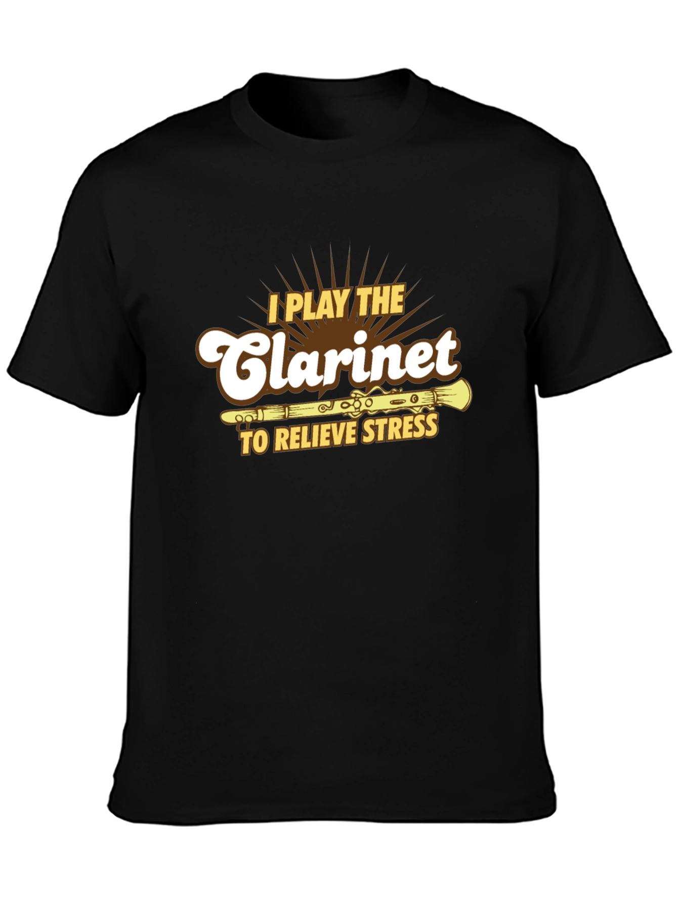 Black Clarinet Player T-Shirt - Relieve Stress in Style! view 3