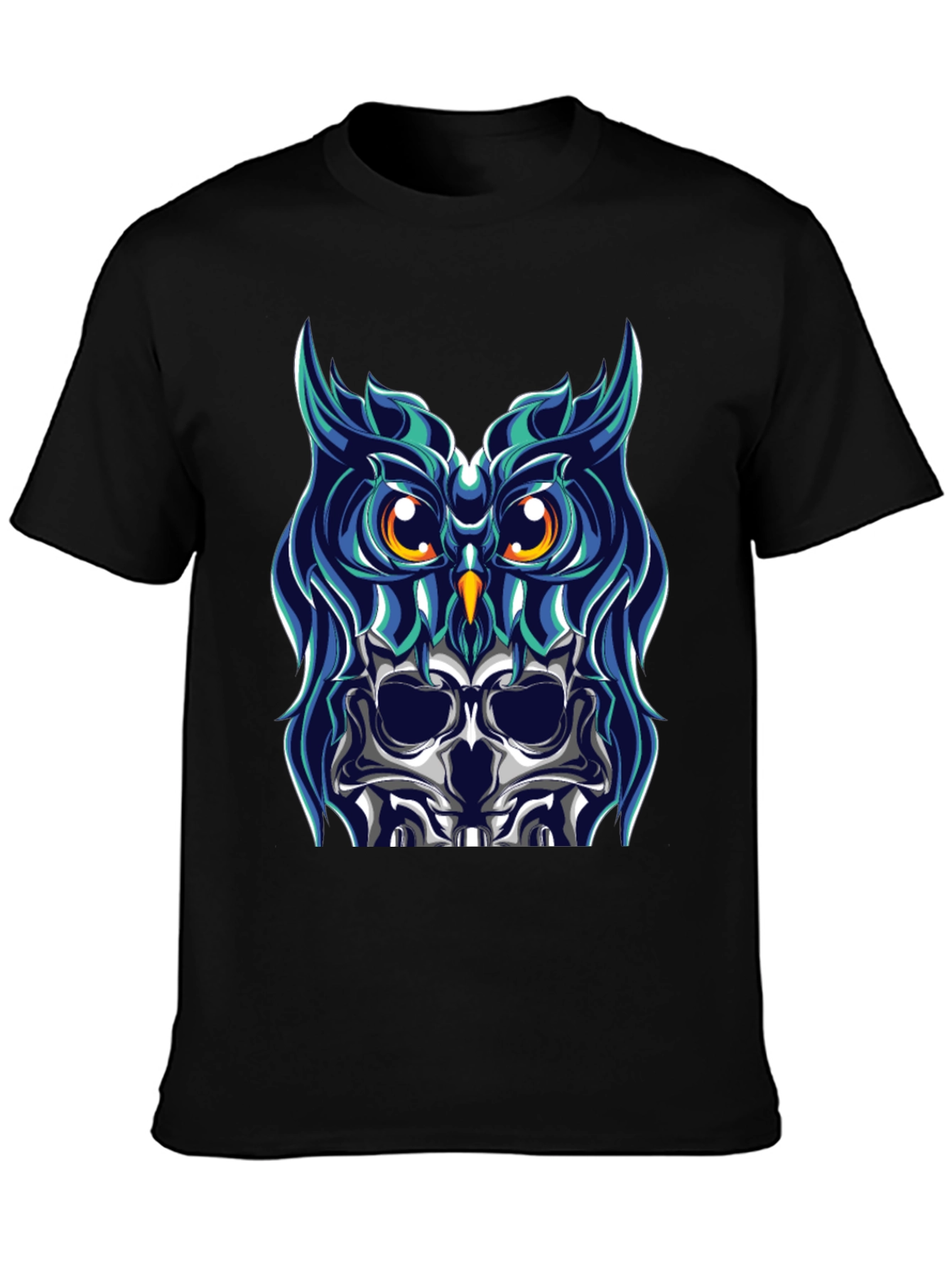 Black Owl Skull Graphic Tee - Unique Design view 3