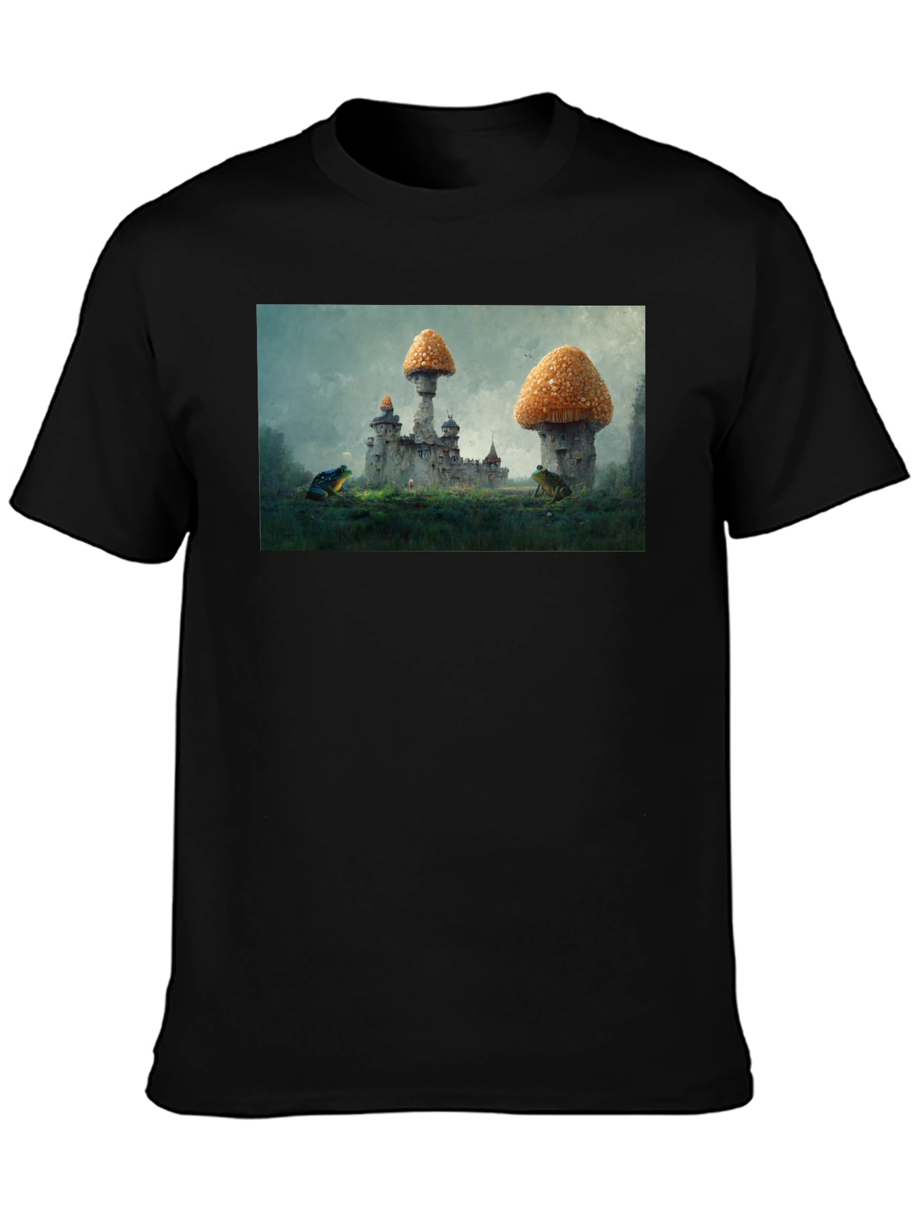 Black Mushroom Castle Black T-Shirt view 3