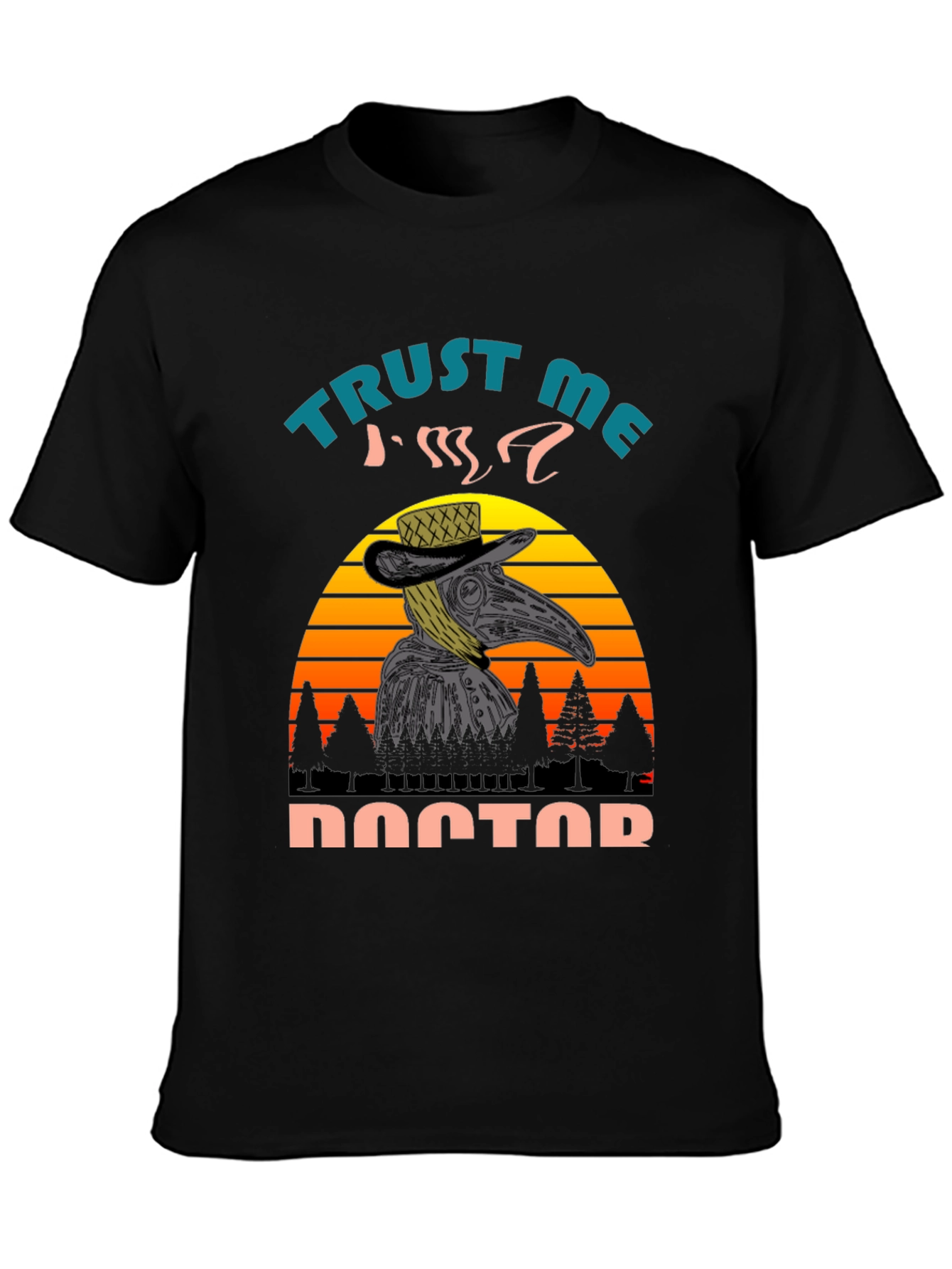 Black Trust Me I'm A Doctor Plague T-Shirt Retro Sunset view 3