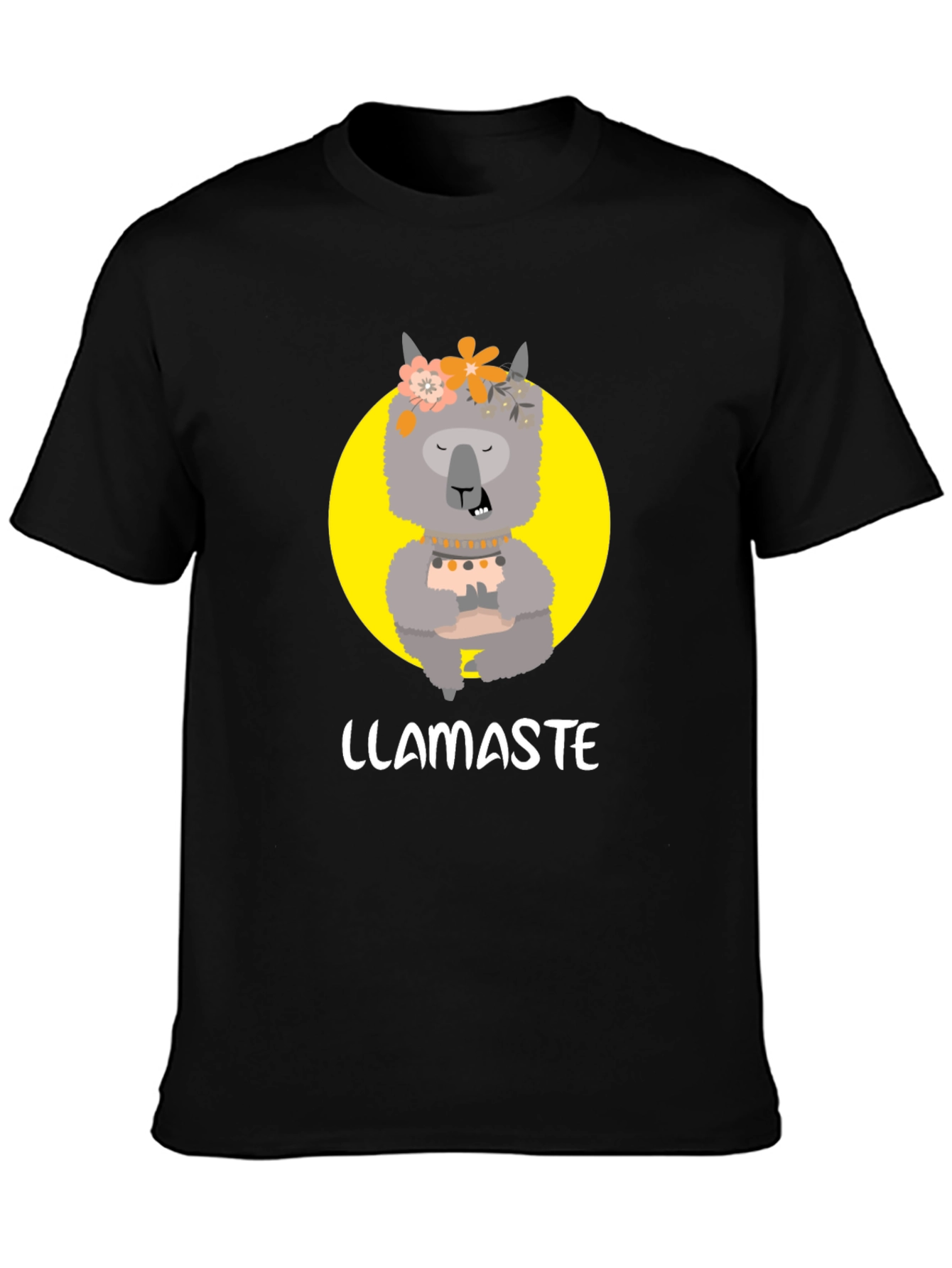 Black Llamaste Graphic Tee - Funny Llama Yoga T-Shirt view 3