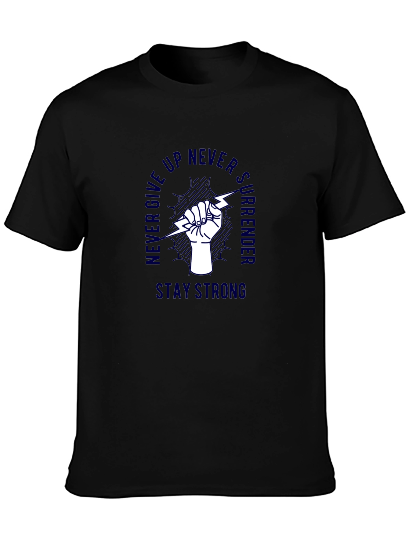 Black Never Give Up Graphic T-Shirt view 3