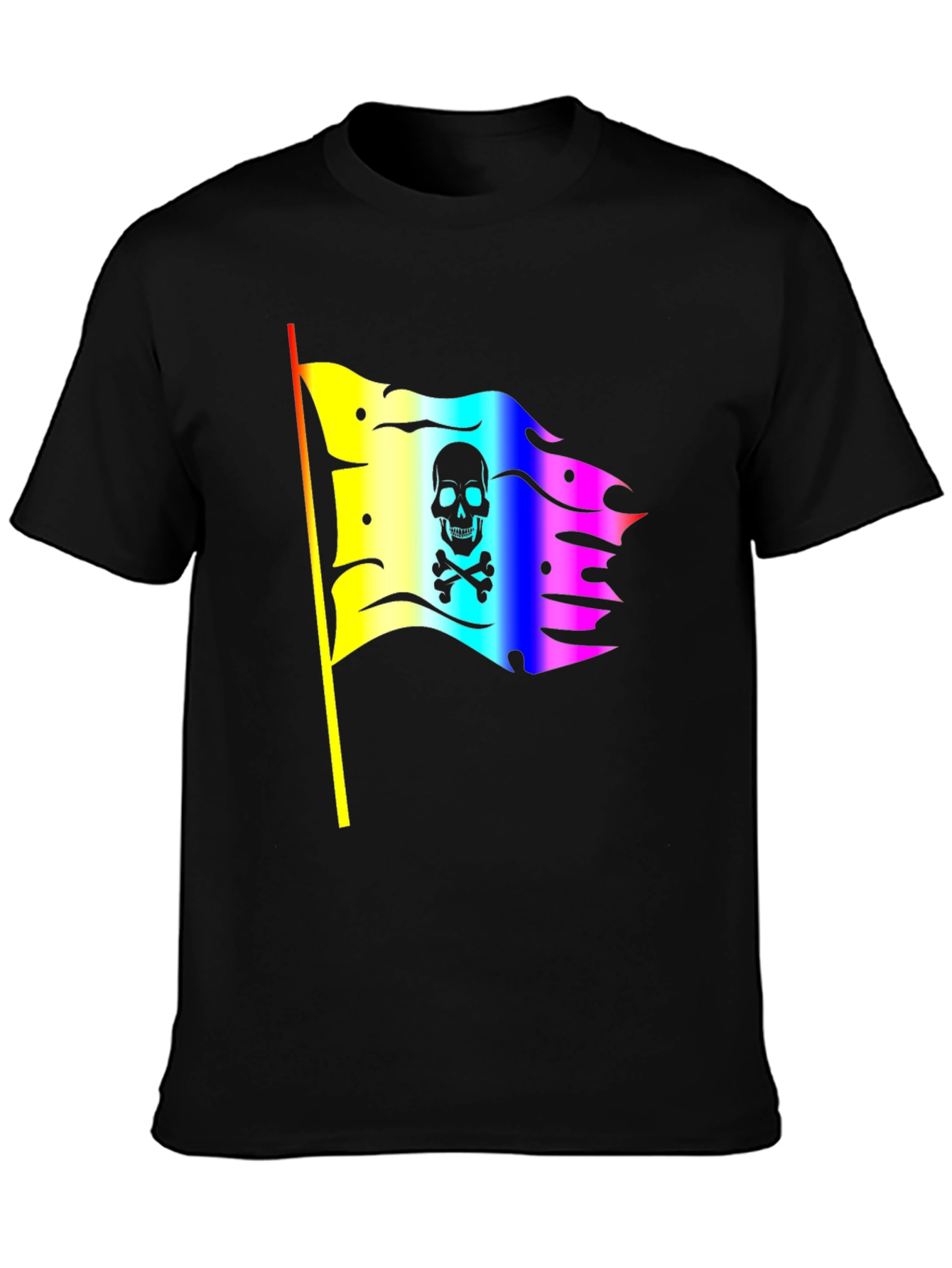 Black Rainbow Pirate Flag Skull Graphic T-Shirt view 3